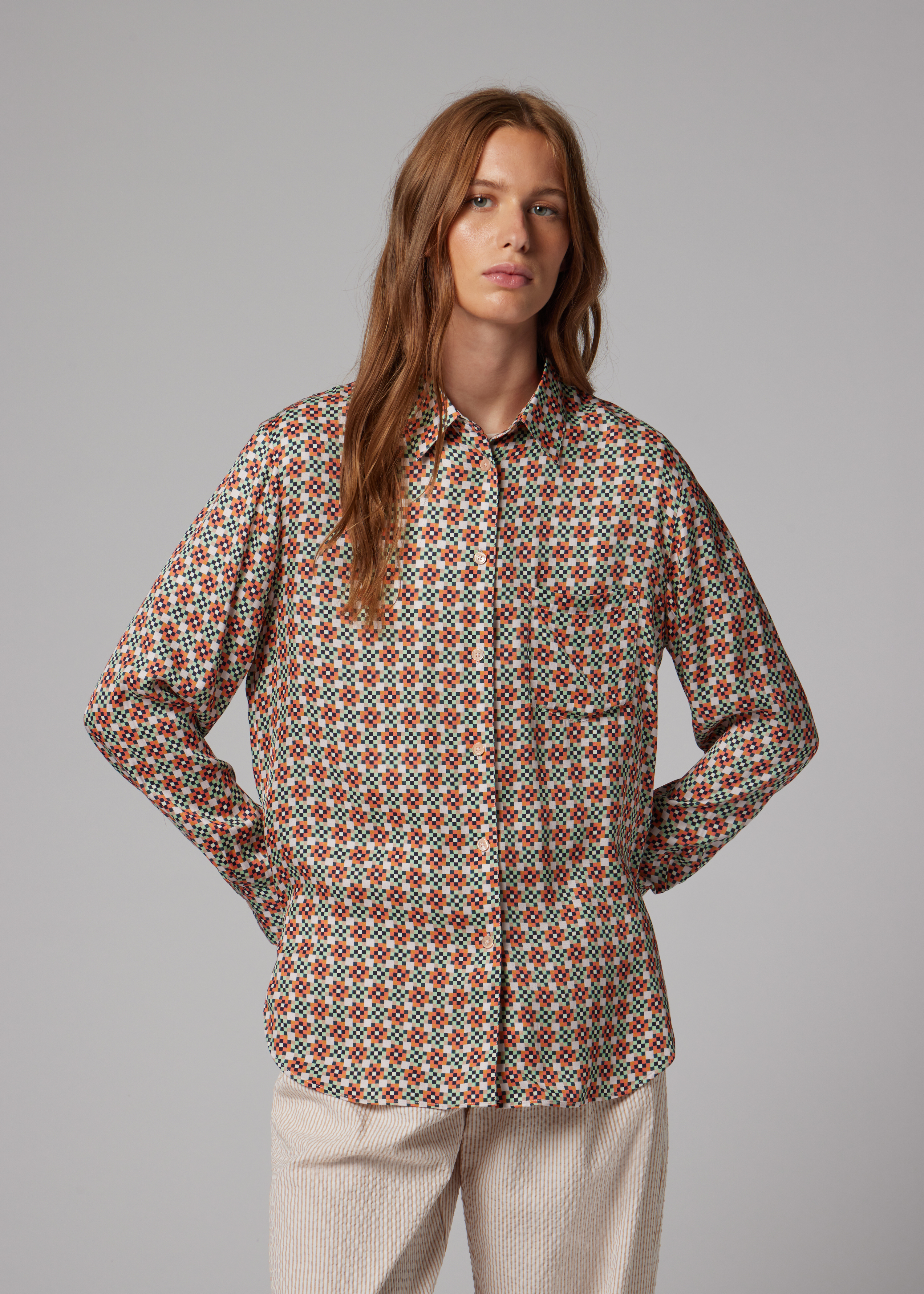 Women's Geometric Square Printed Shirt