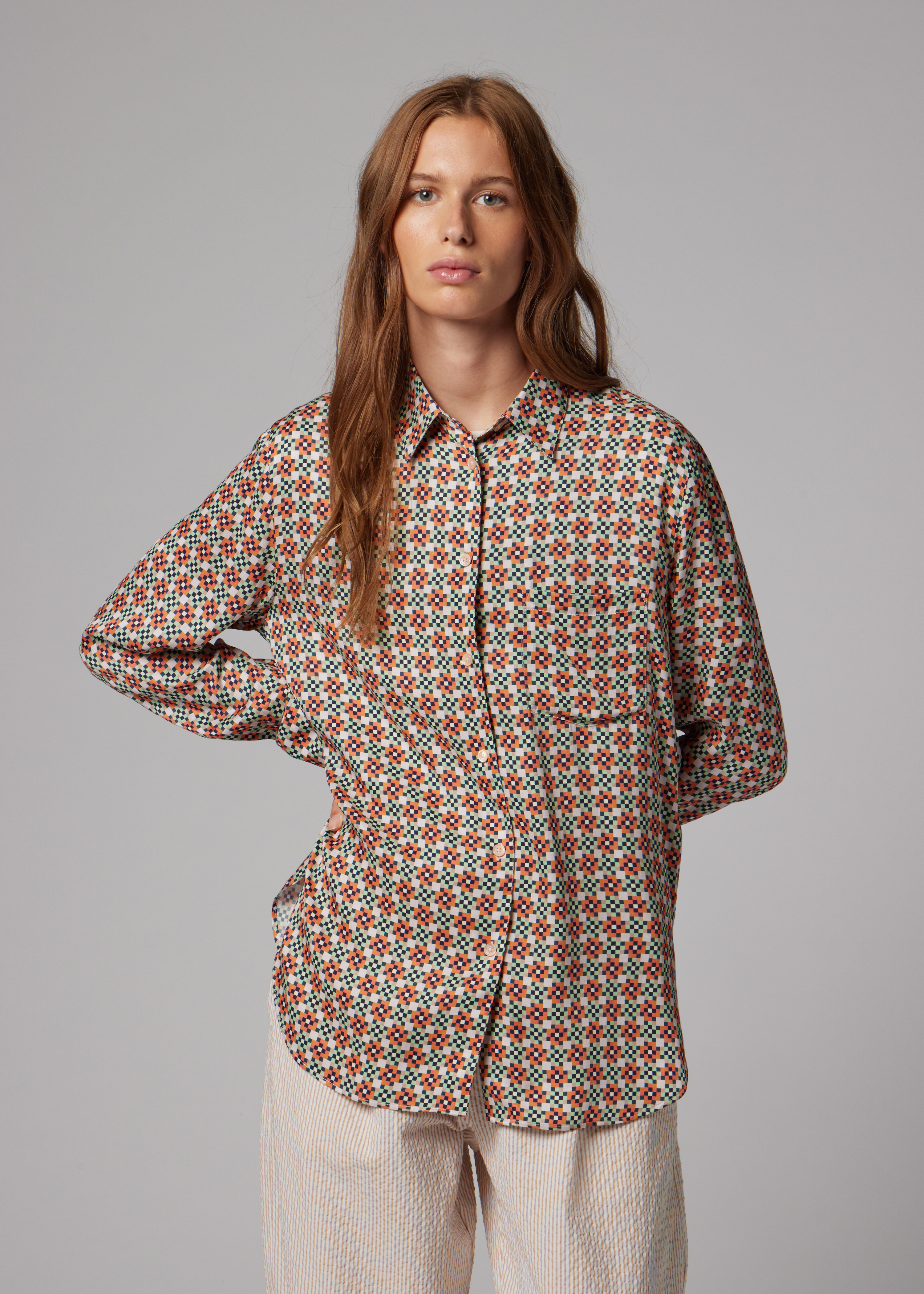 Women's Geometric Square Printed Shirt