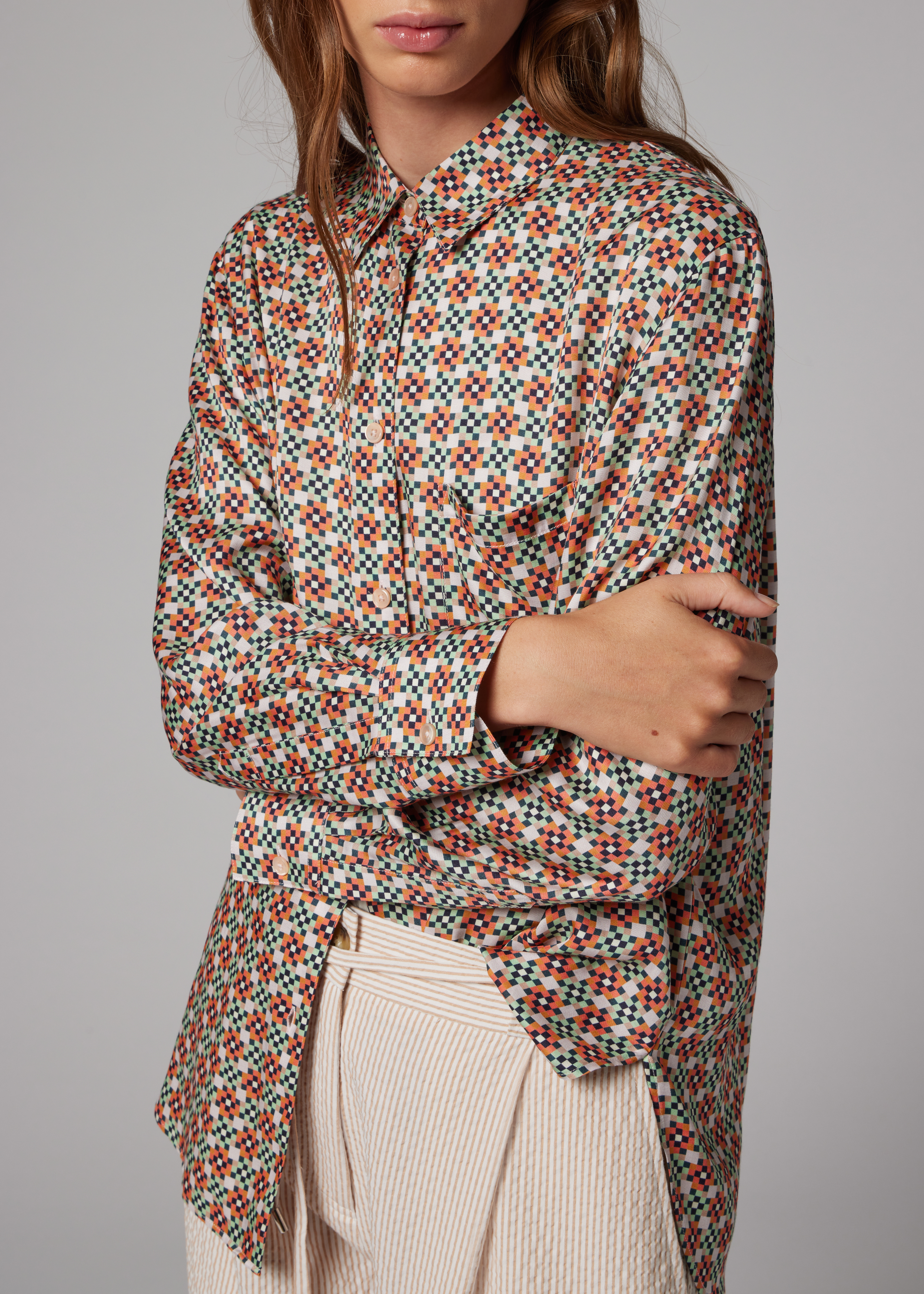 Women's Geometric Square Printed Shirt