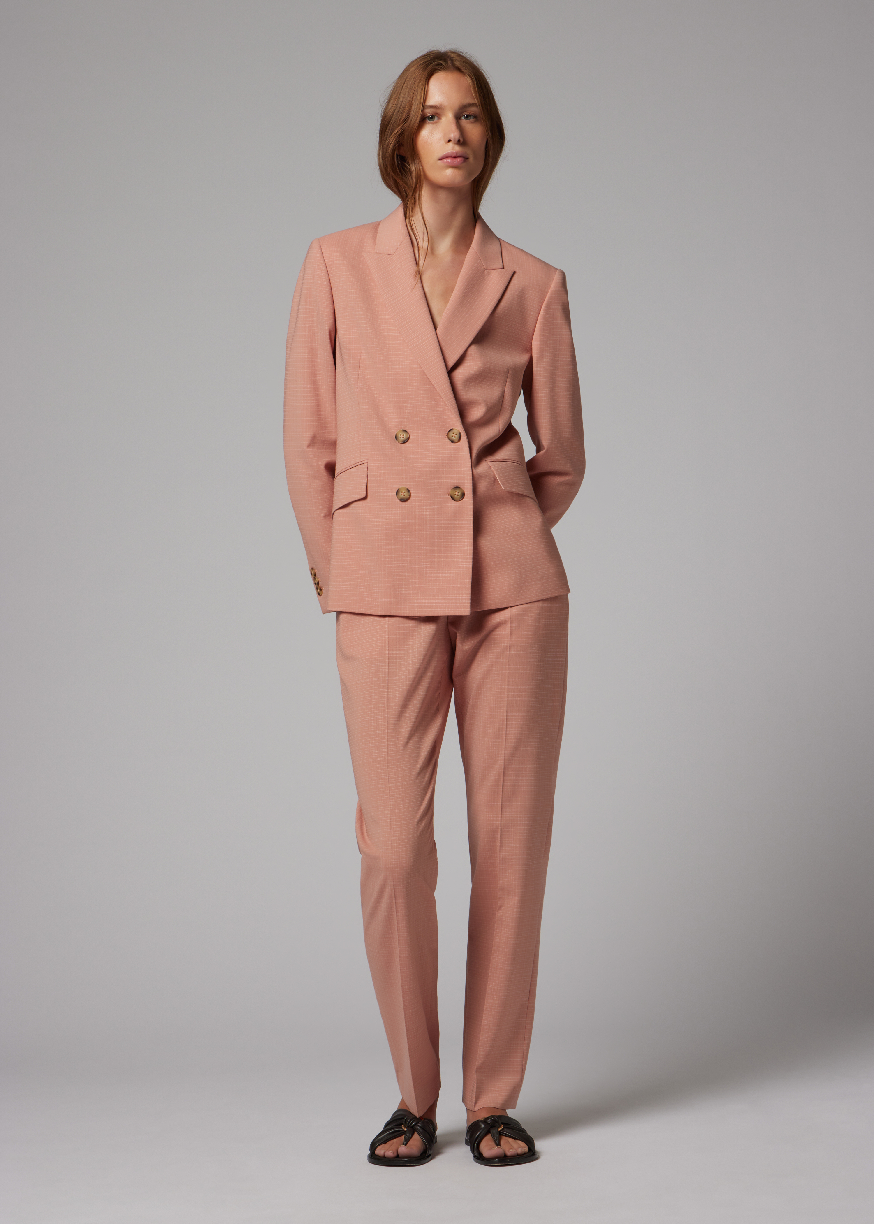 Women's Pink Slim-Fit Wool-Blend Trousers