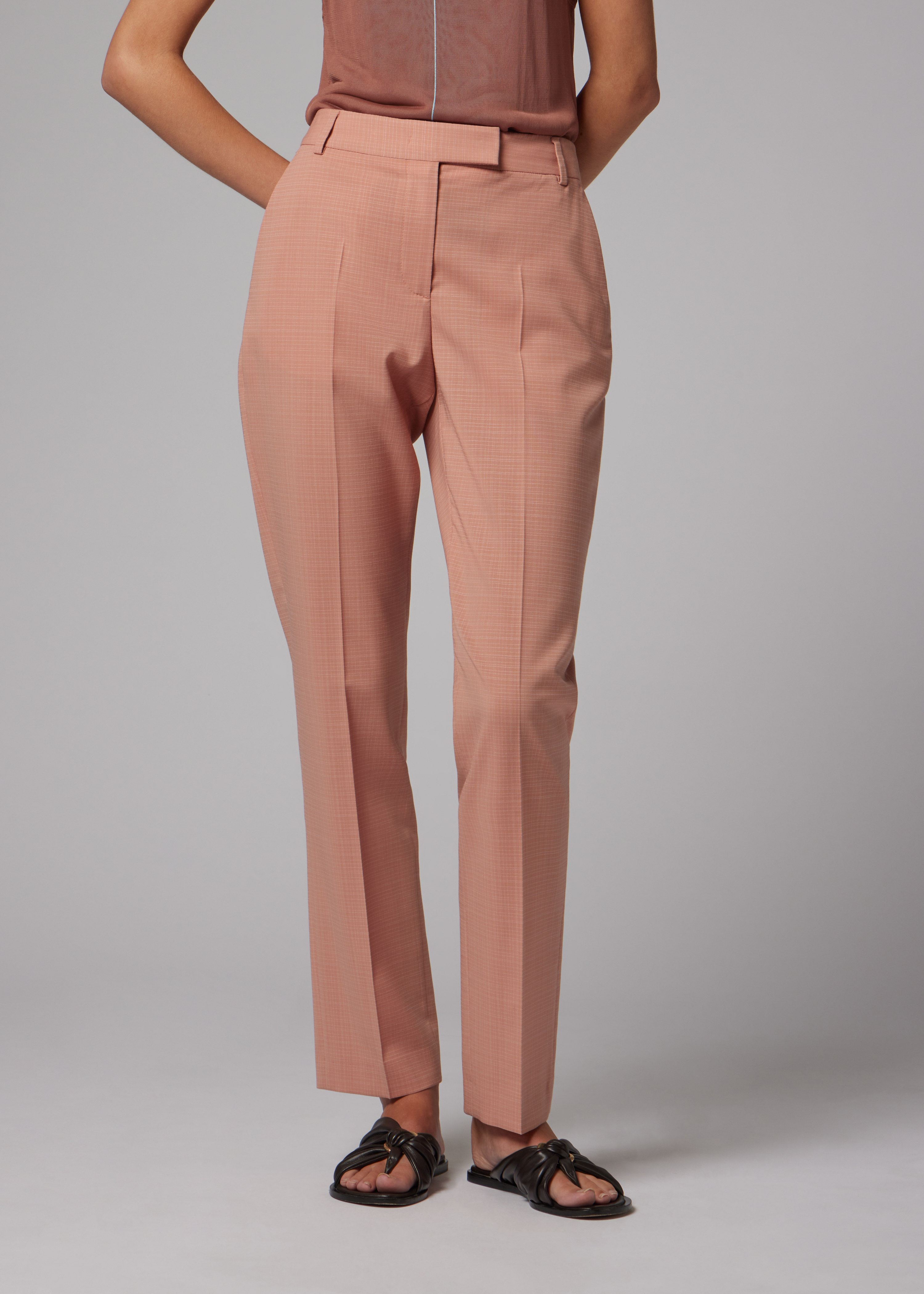 Women's Pink Slim-Fit Wool-Blend Trousers