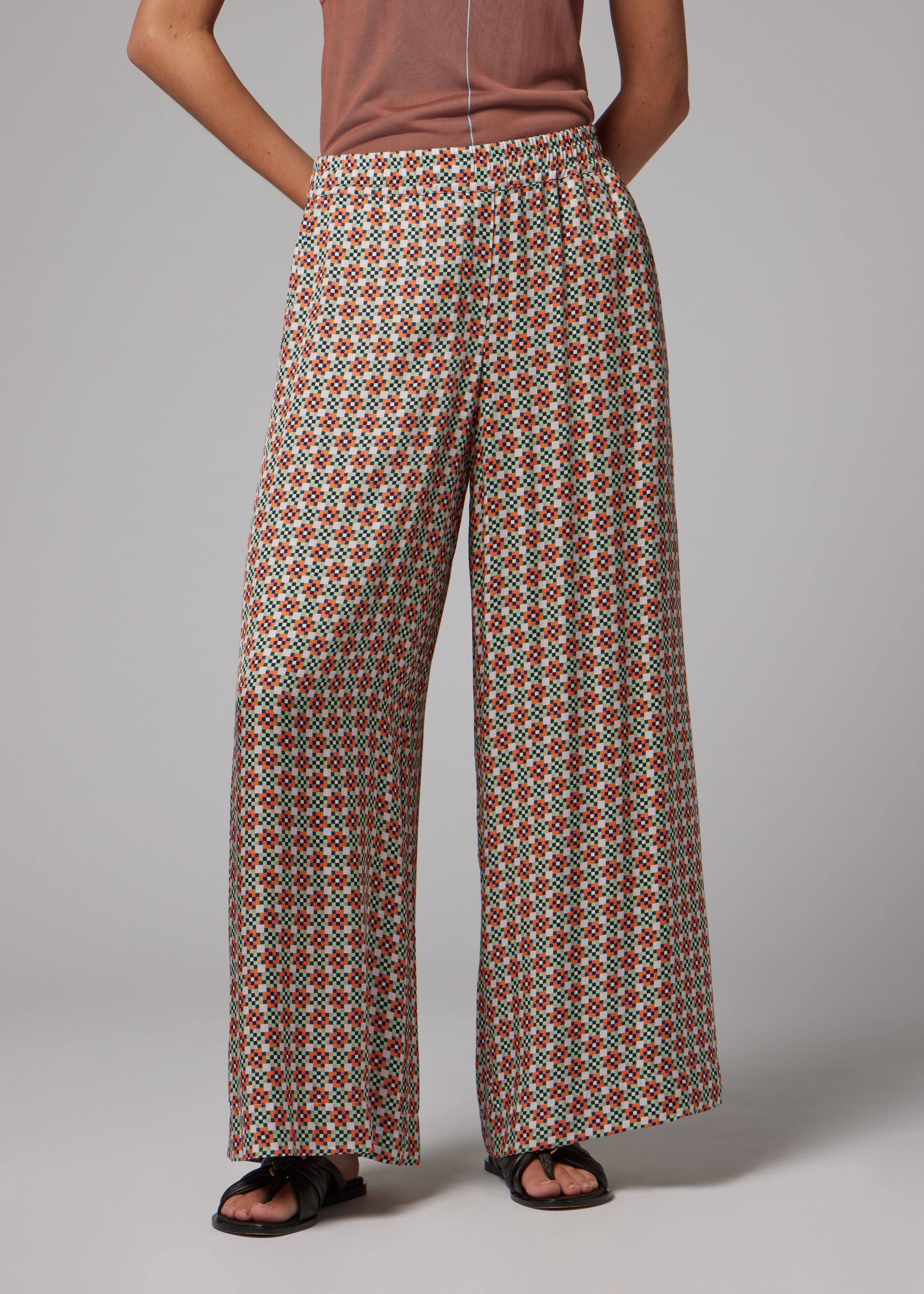Women's Geometric Square Wide-Leg Trousers