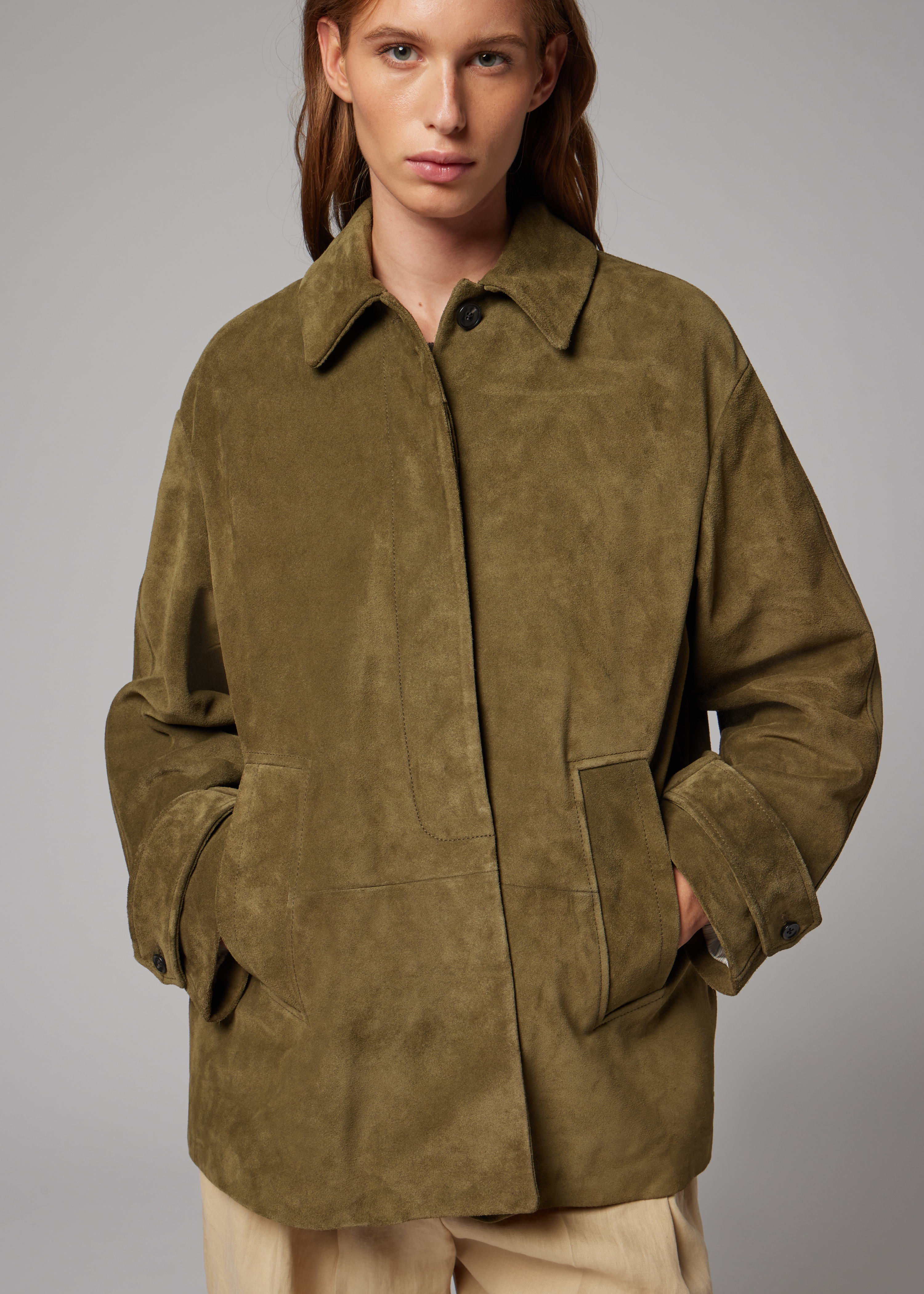 Women's Olive Suede Swing Jackets