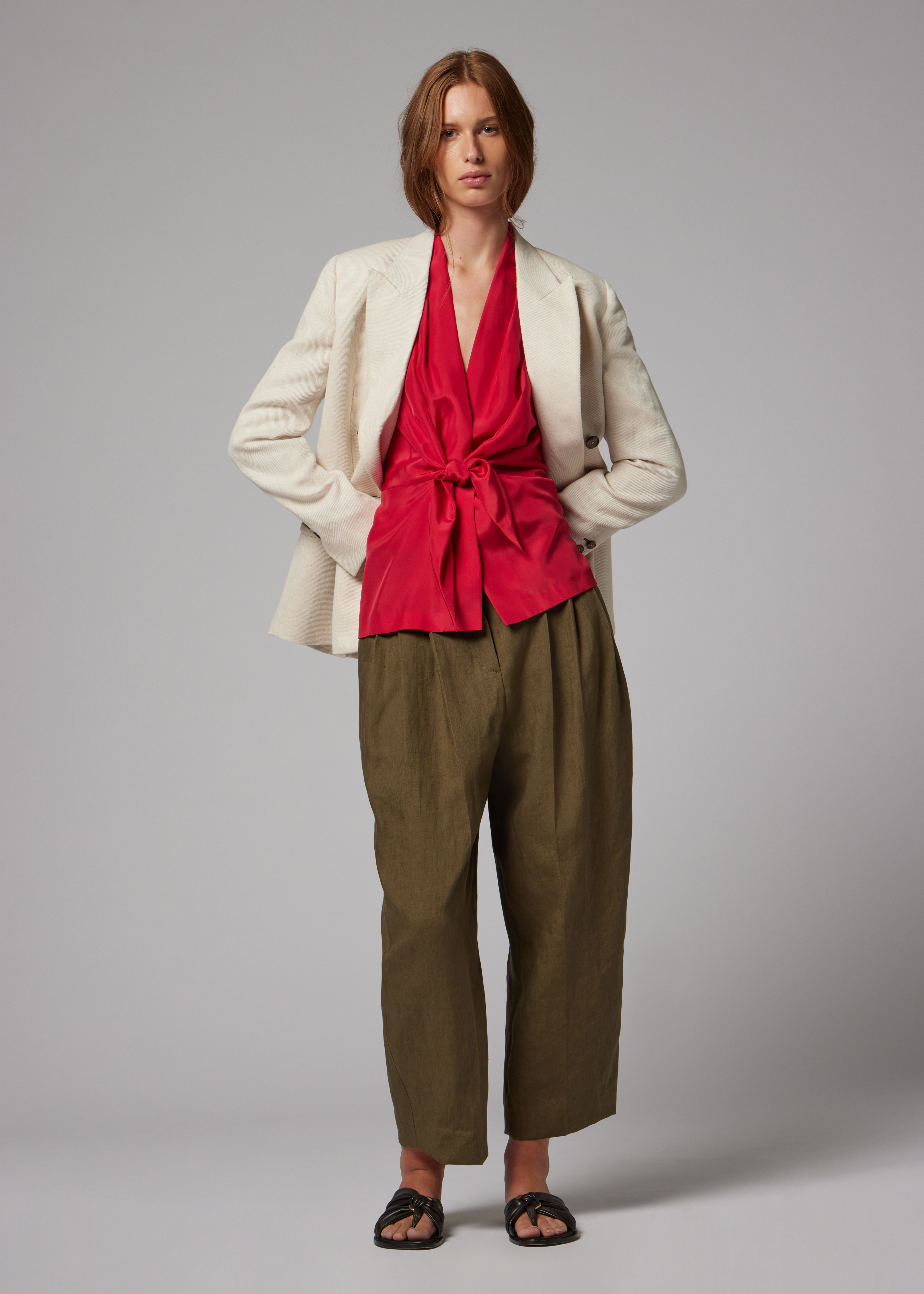 Women's Fuchsia Silk Front Tie Top