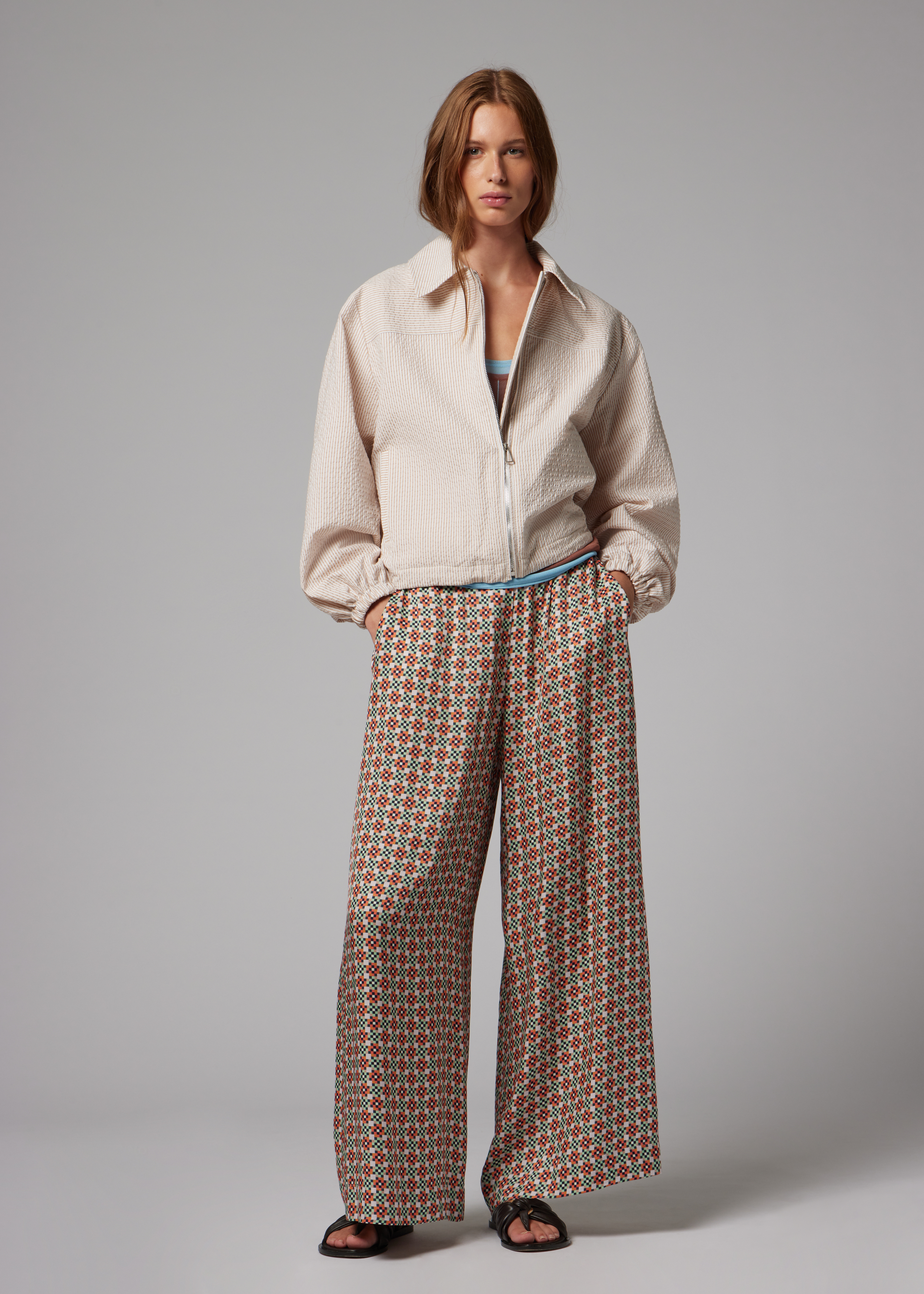 Women's Geometric Square Wide-Leg Trousers