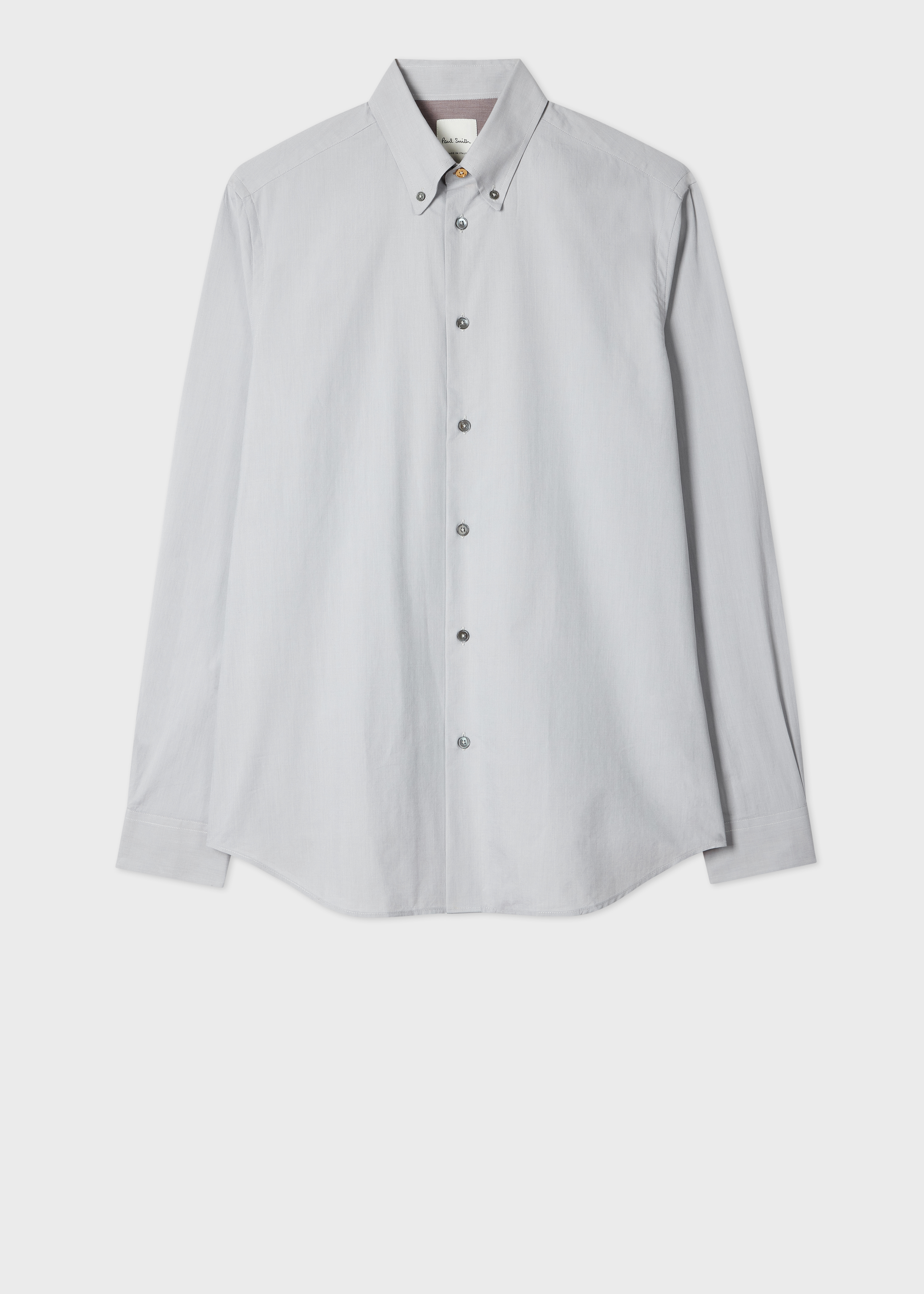 Casual-Fit Light Grey Button-Down Shirt