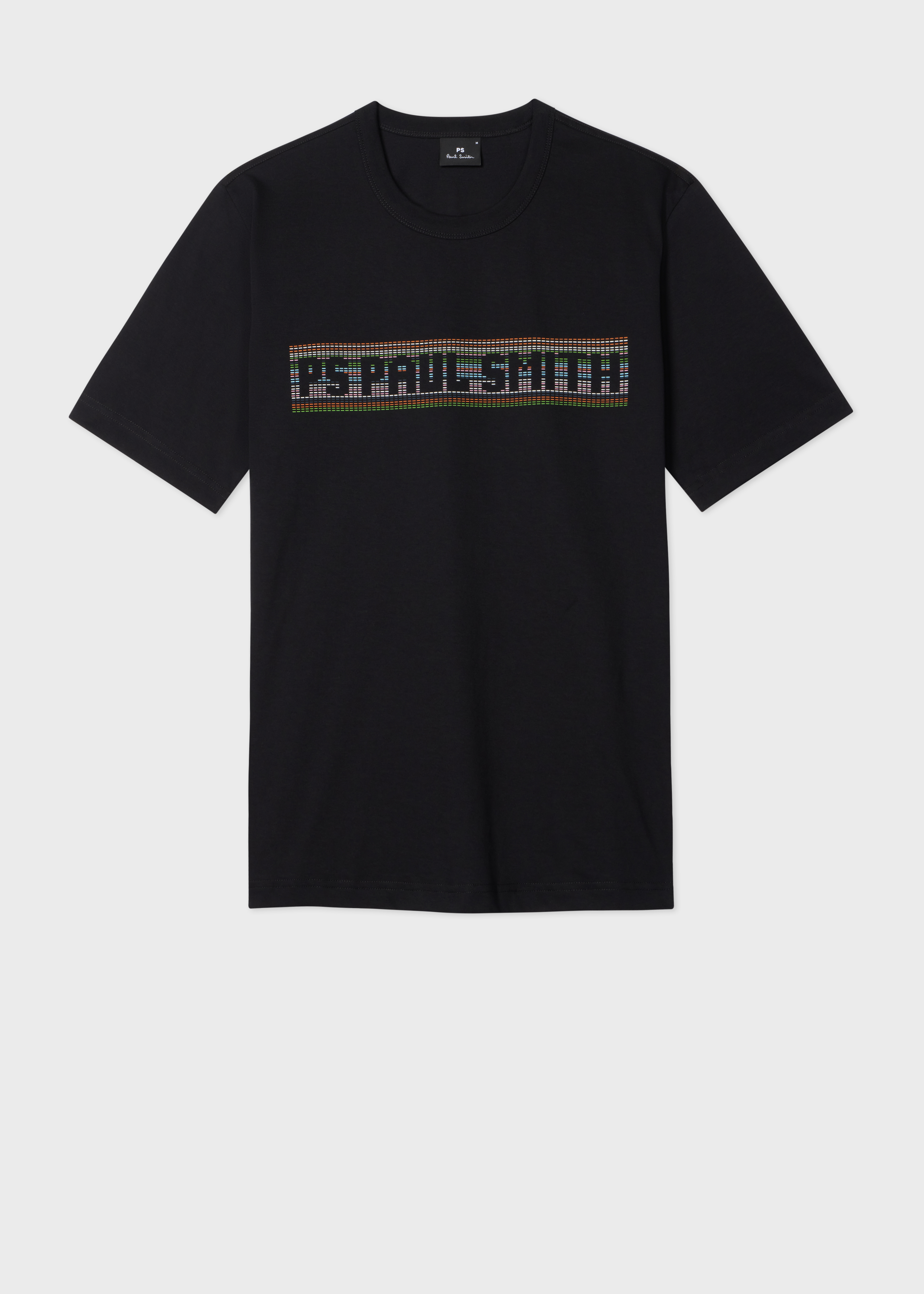 Black 'Stitch Stripe Logo' Print T-Shirt