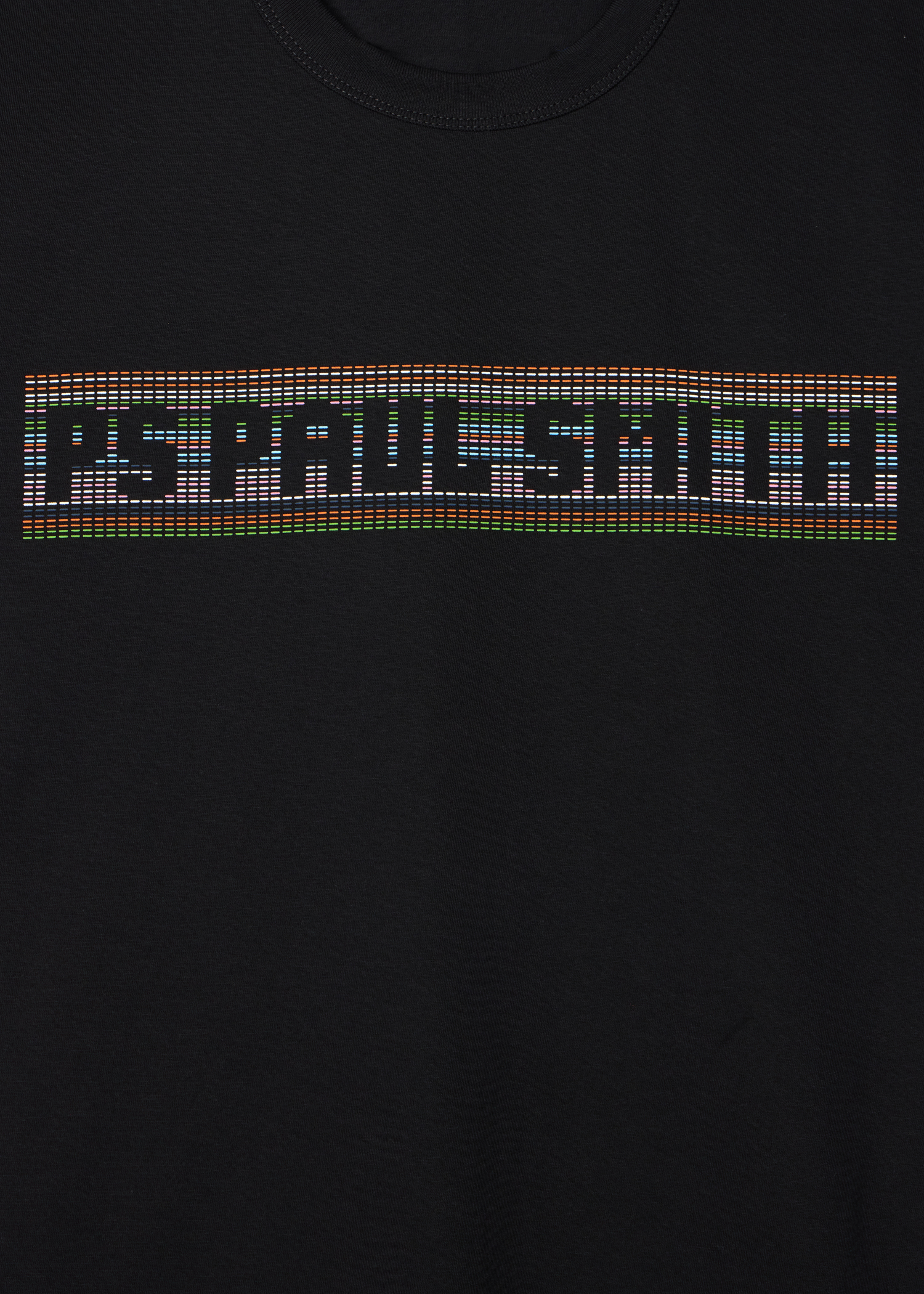 Black 'Stitch Stripe Logo' Print T-Shirt