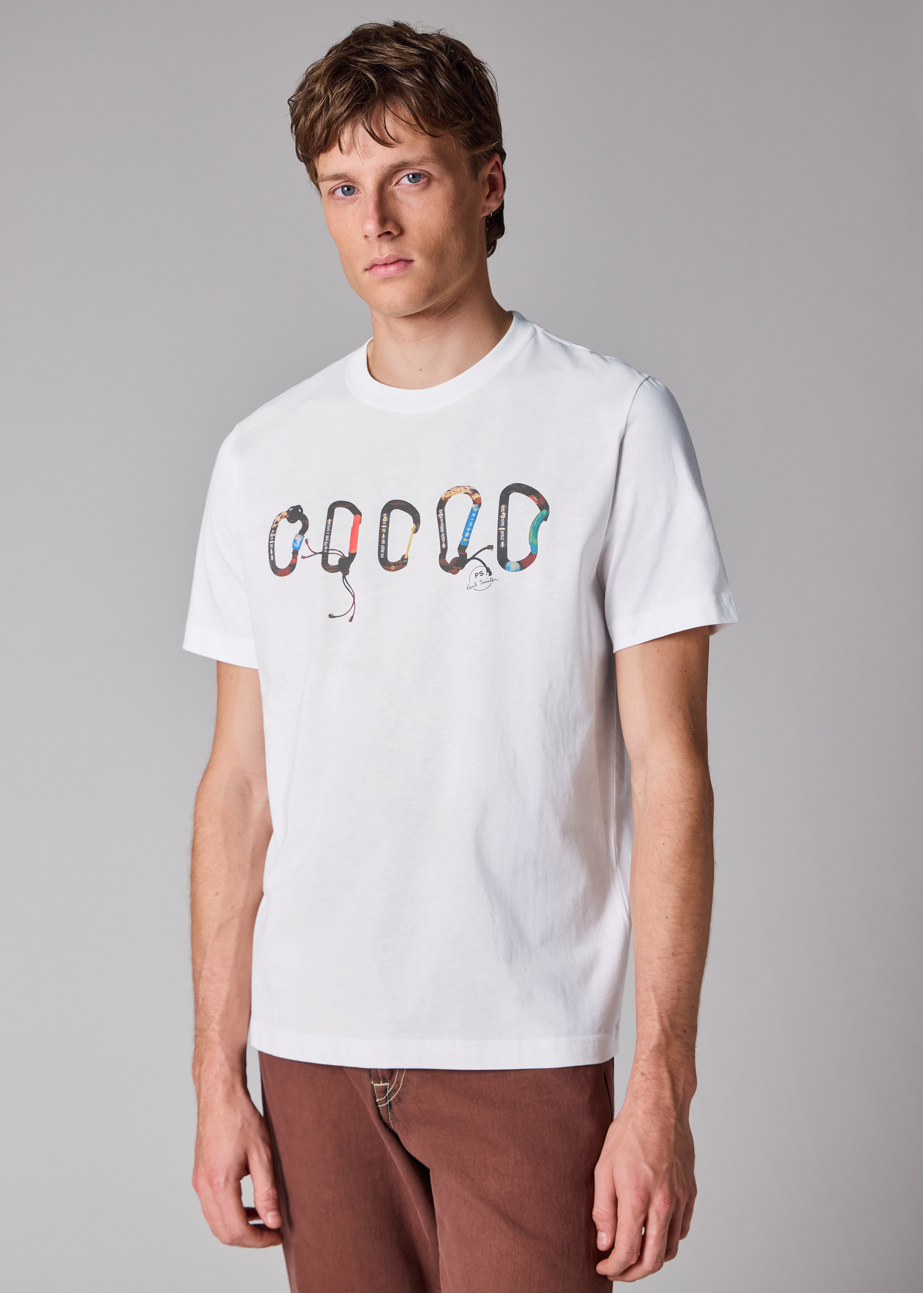 White 'Carabiner' Print T-Shirt