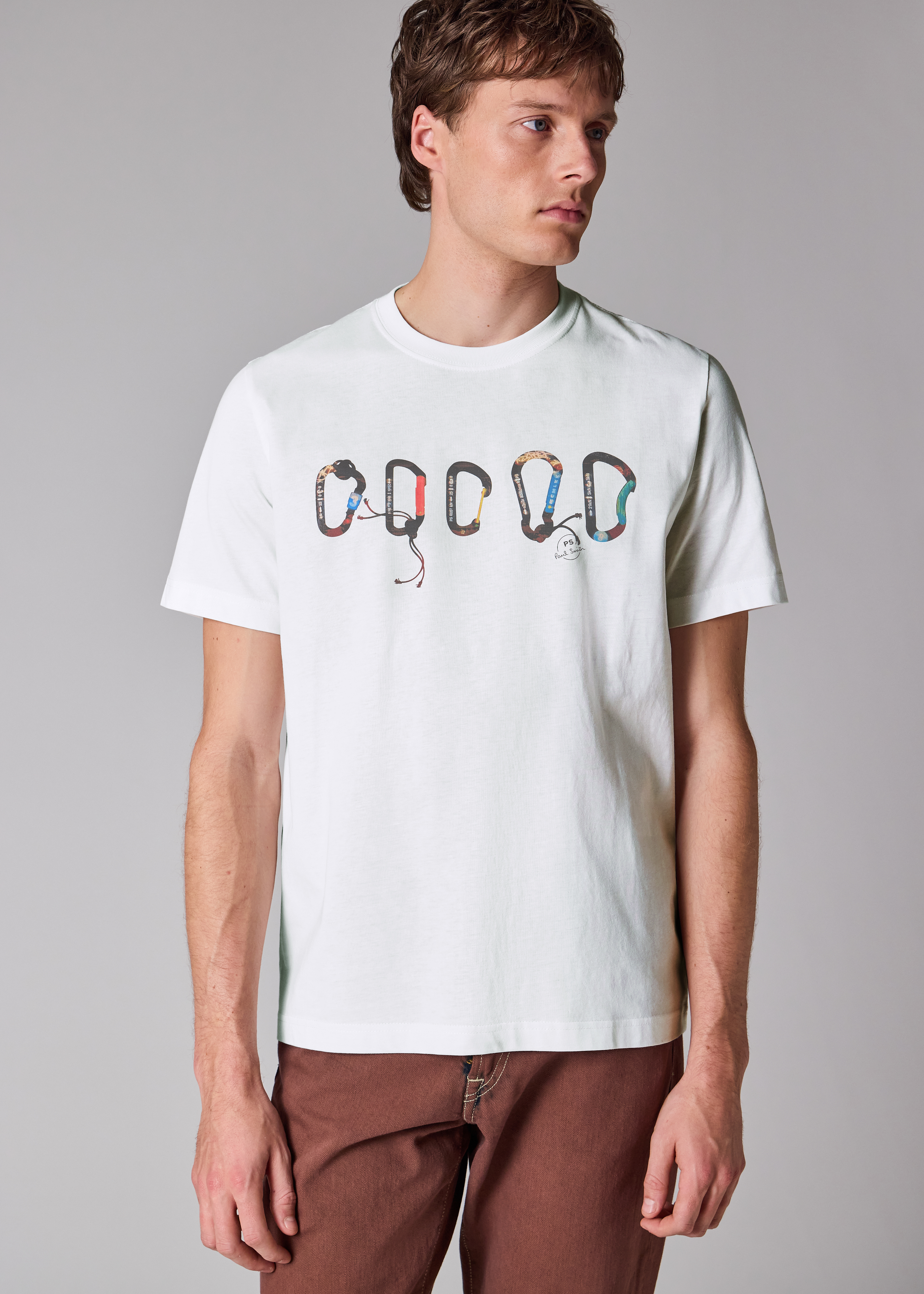 White 'Carabiner' Print T-Shirt