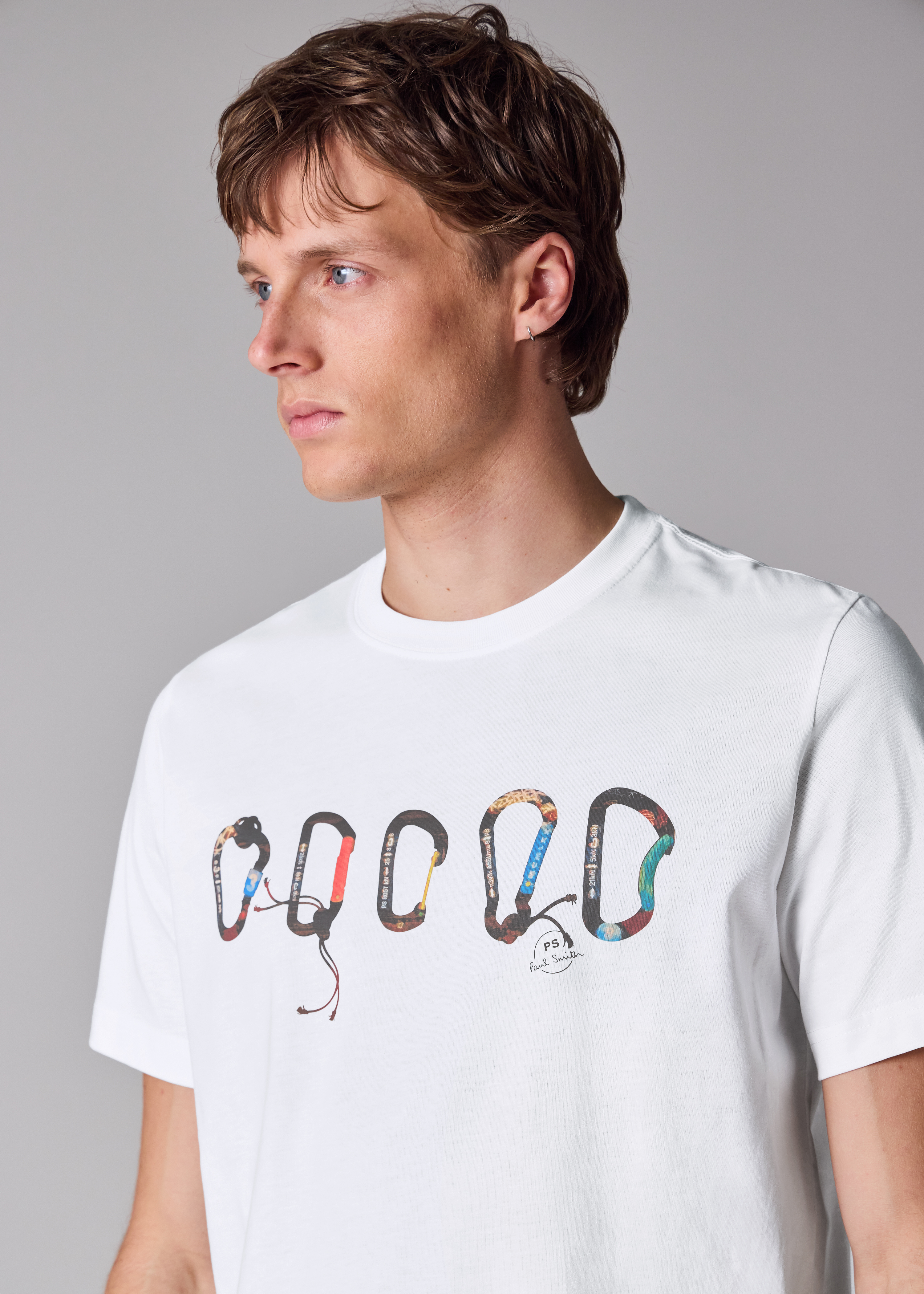 White 'Carabiner' Print T-Shirt