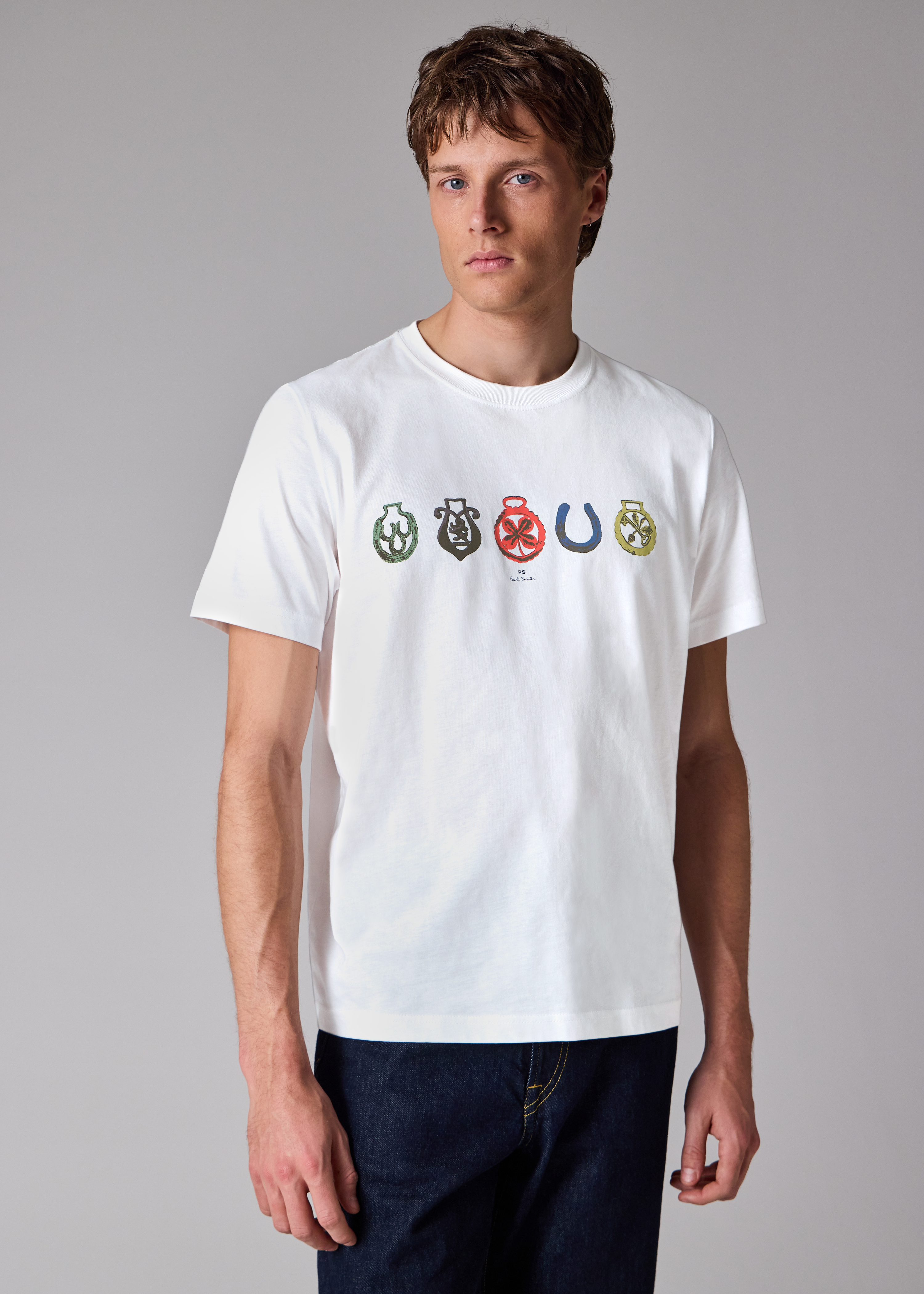 White 'Lucky Charm' Print T-Shirt