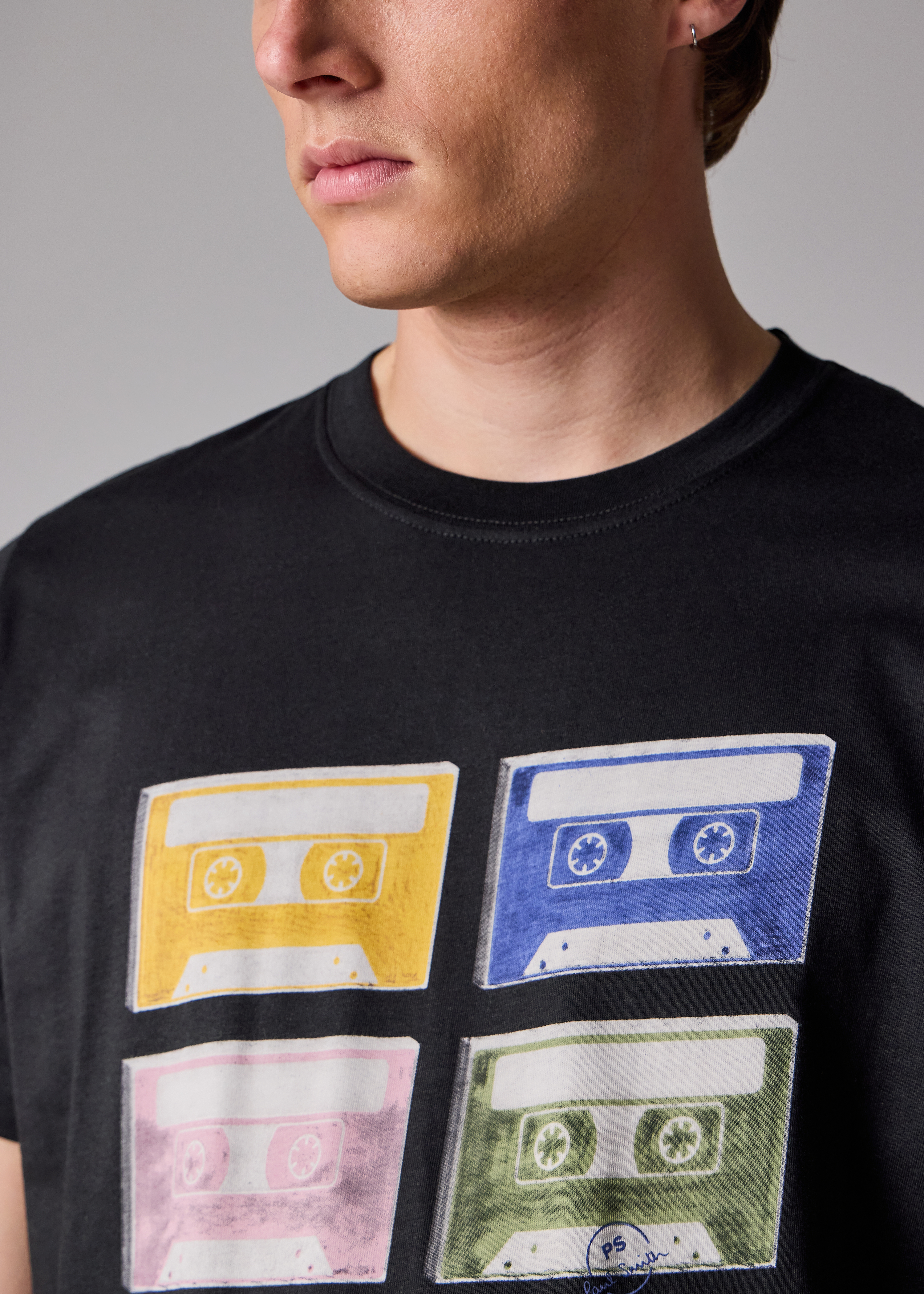 Black 'Tapes' Print T-Shirt