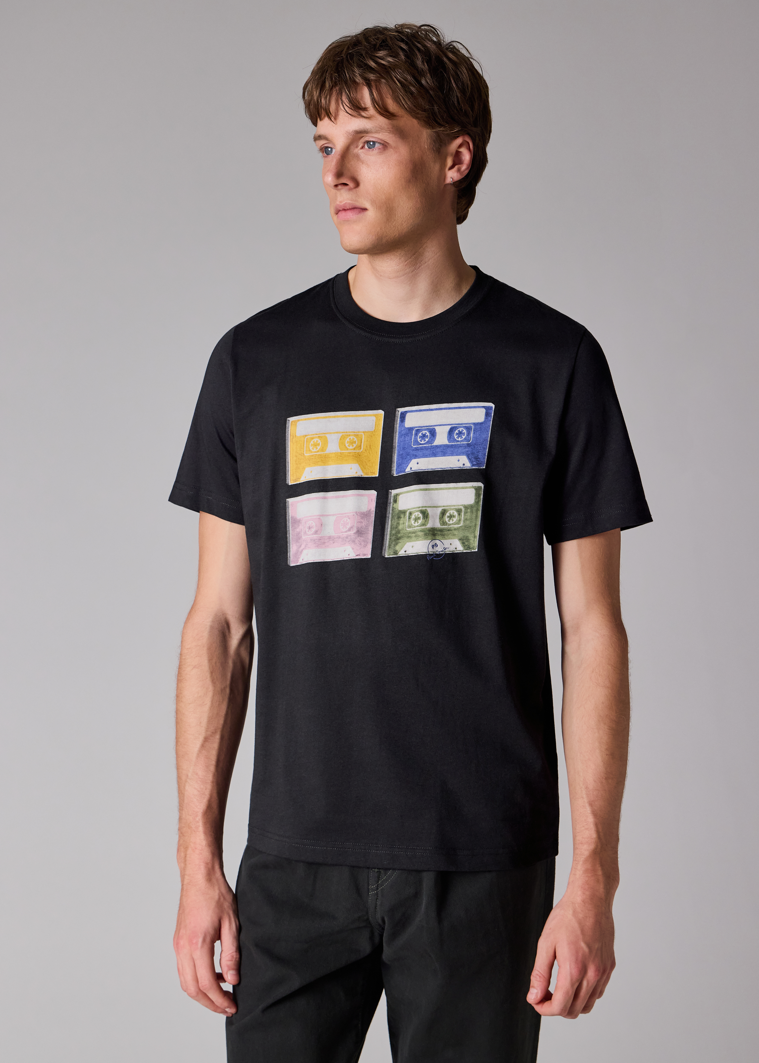 Black 'Tapes' Print T-Shirt