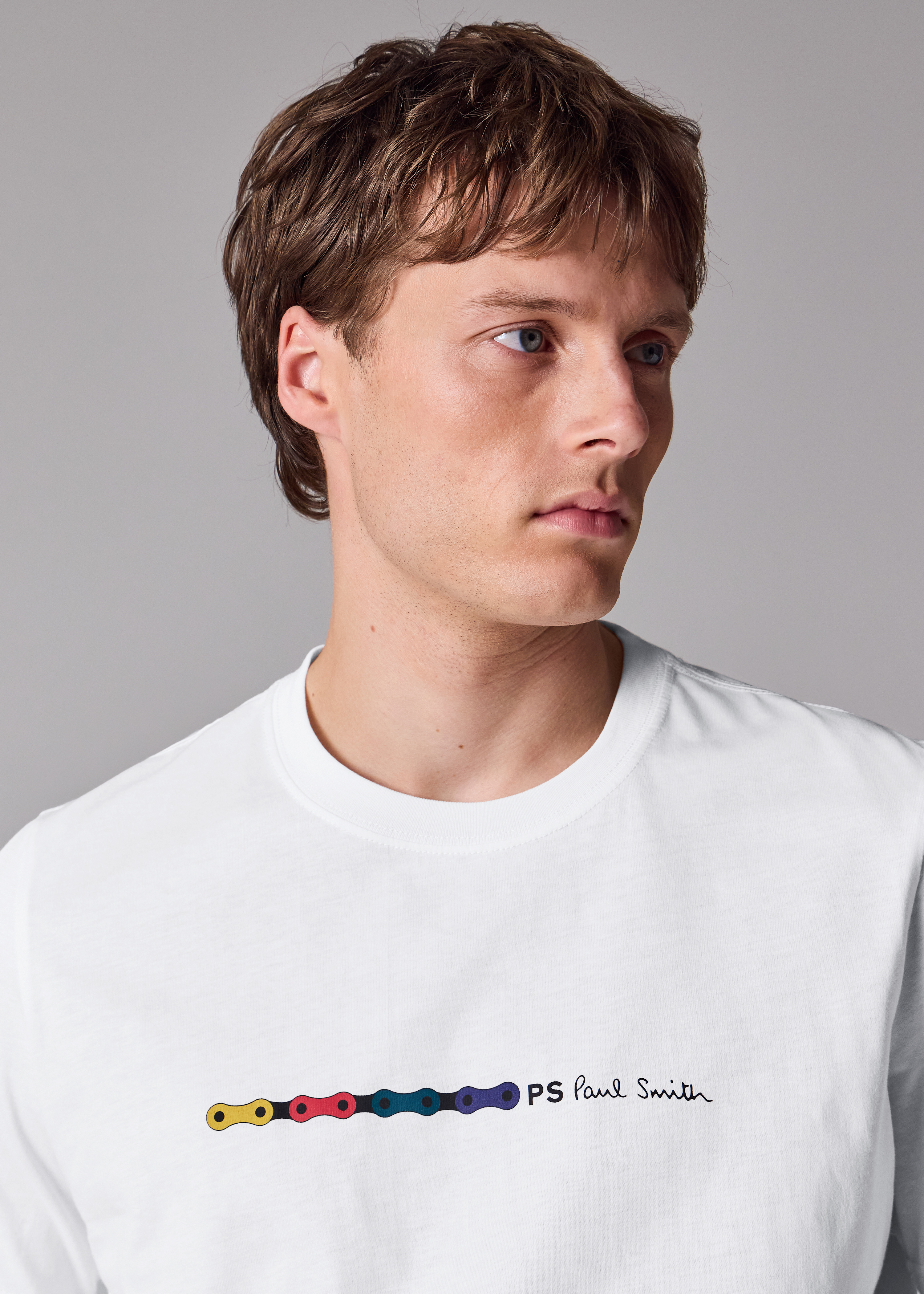 White 'Bike Chain' Print T-Shirt