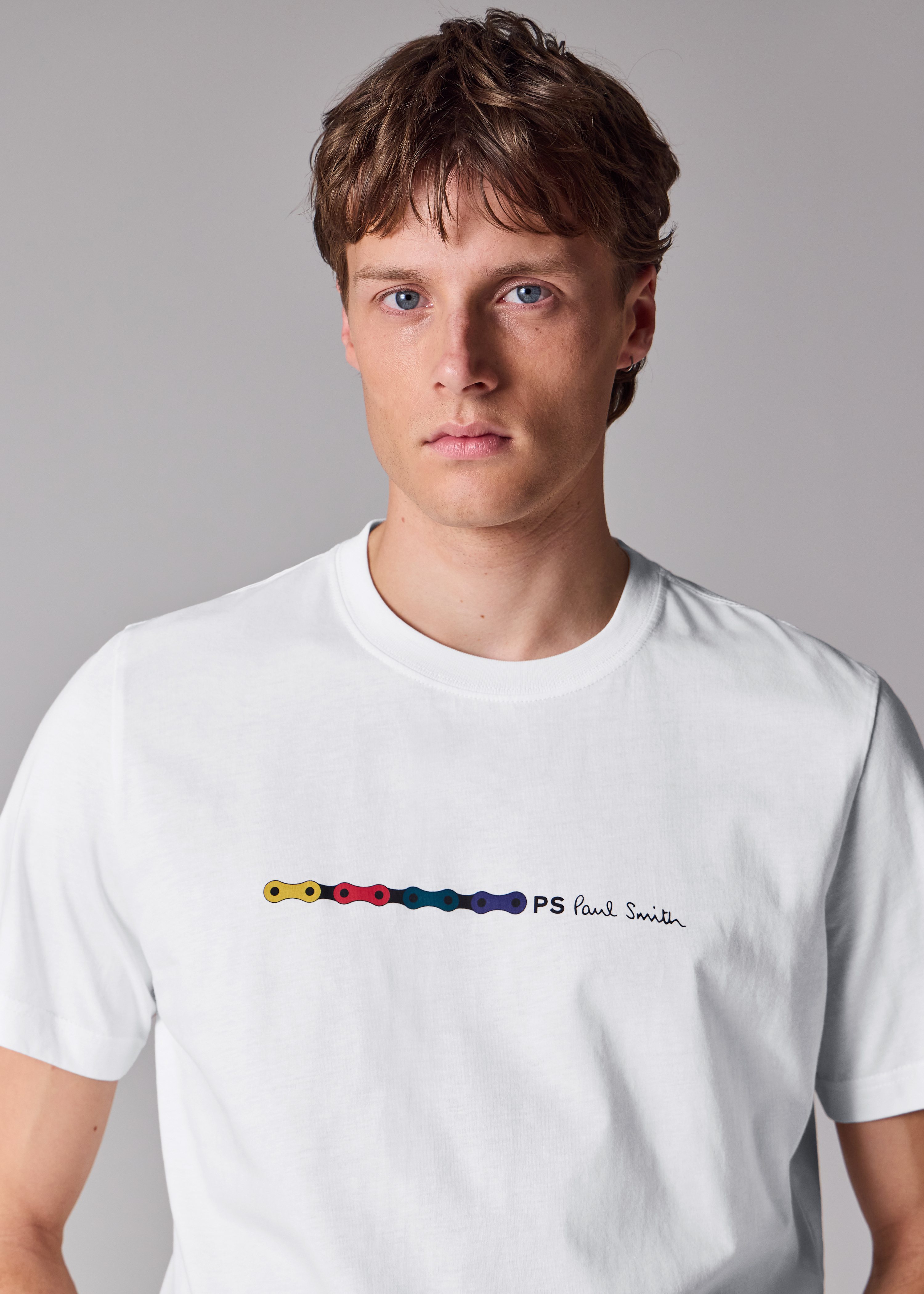 White 'Bike Chain' Print T-Shirt