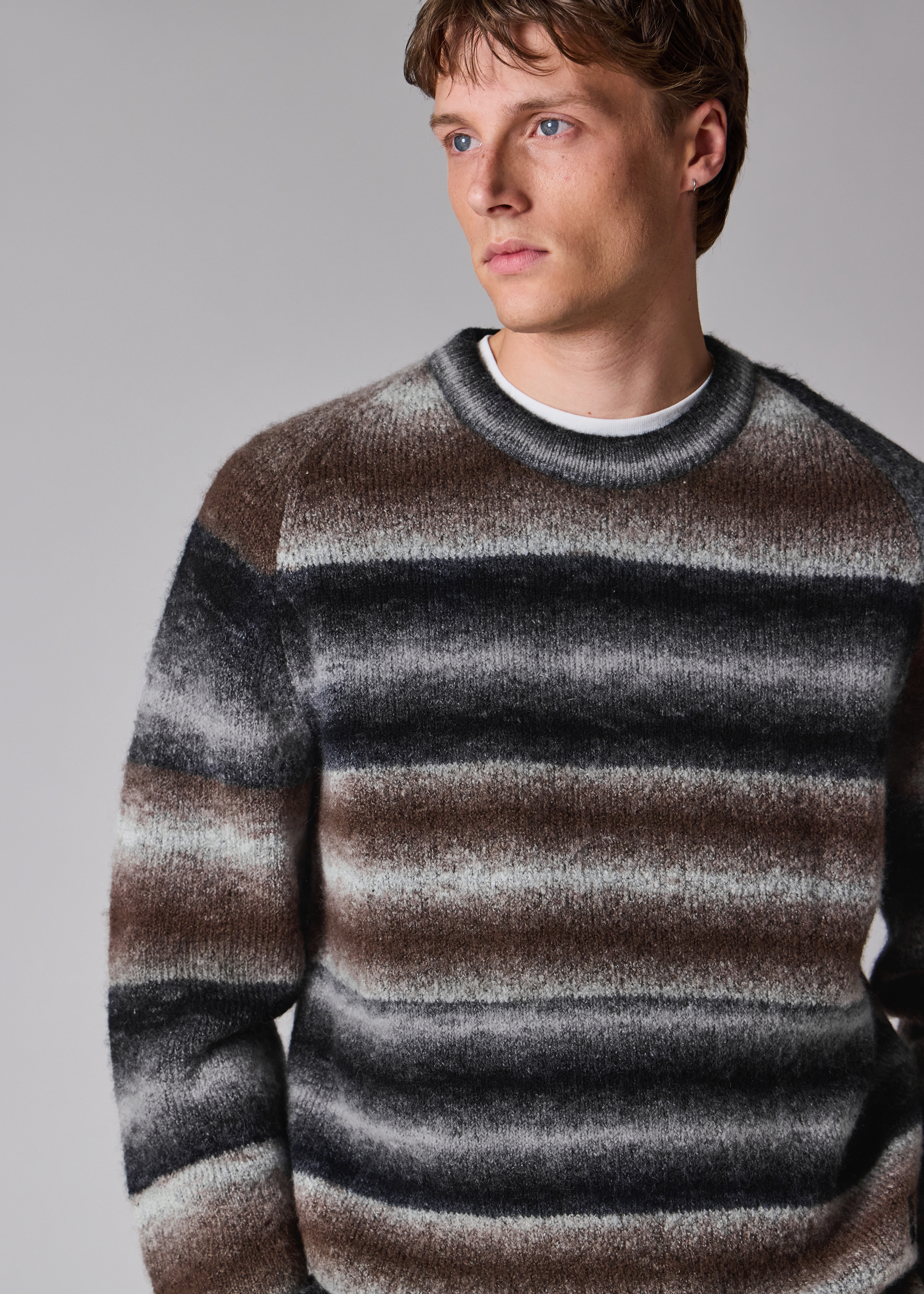 Brown and Black Faded Stripe Sweater