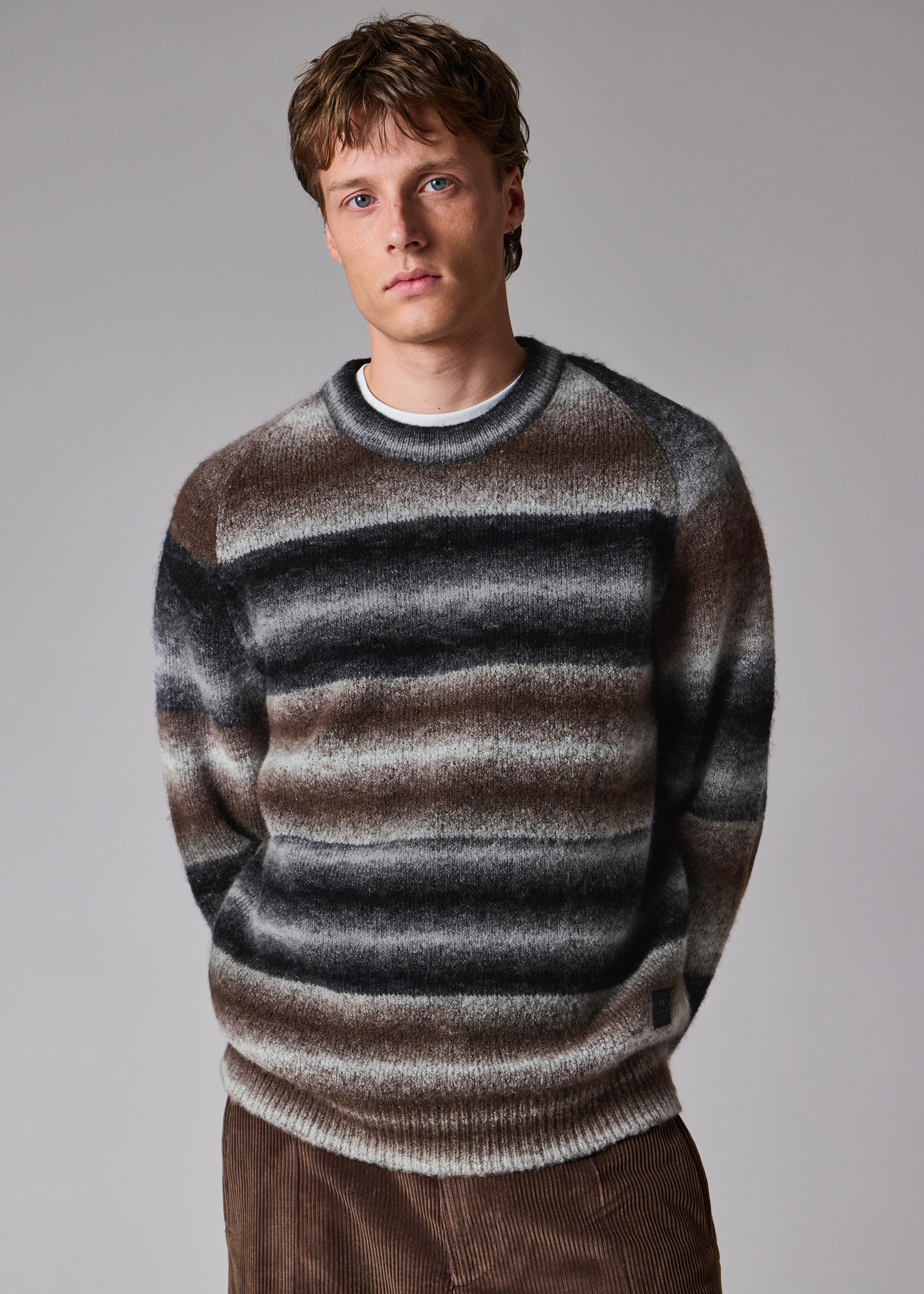 Brown and Black Faded Stripe Sweater