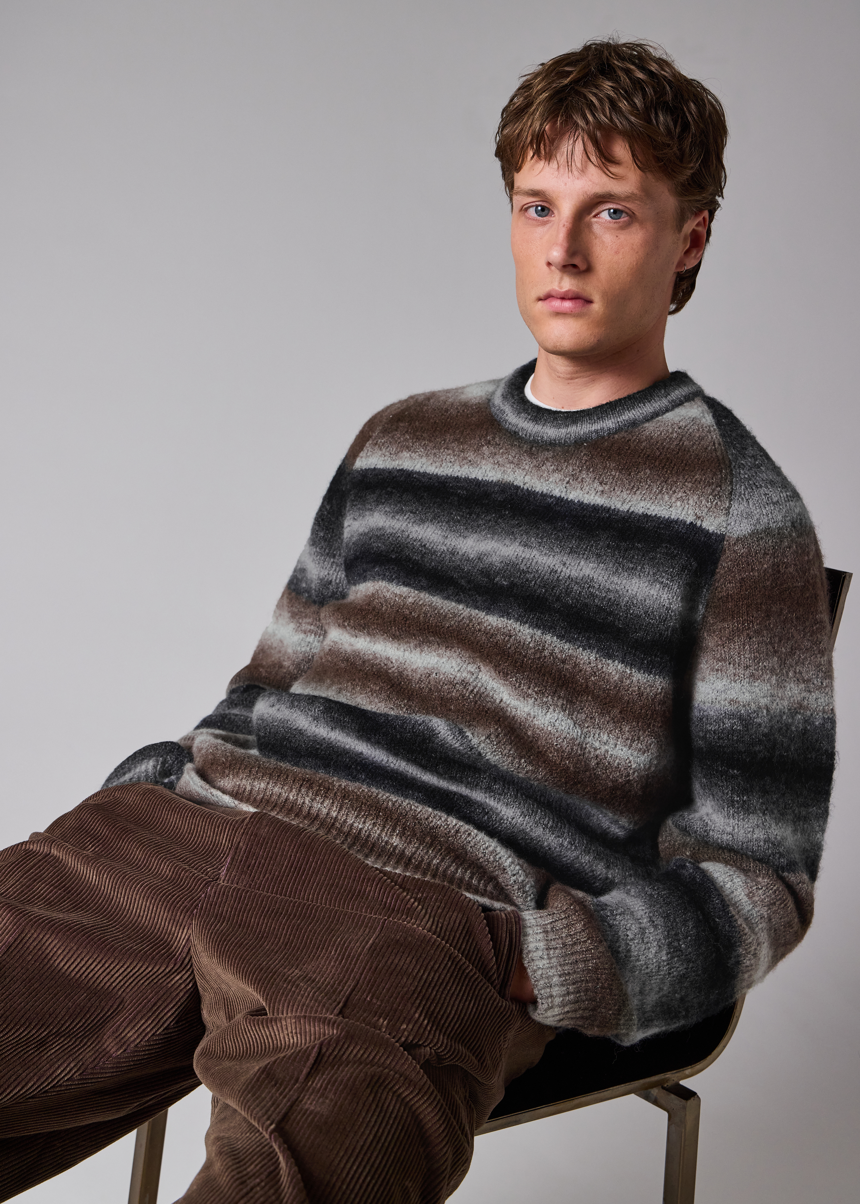 Brown and Black Faded Stripe Sweater