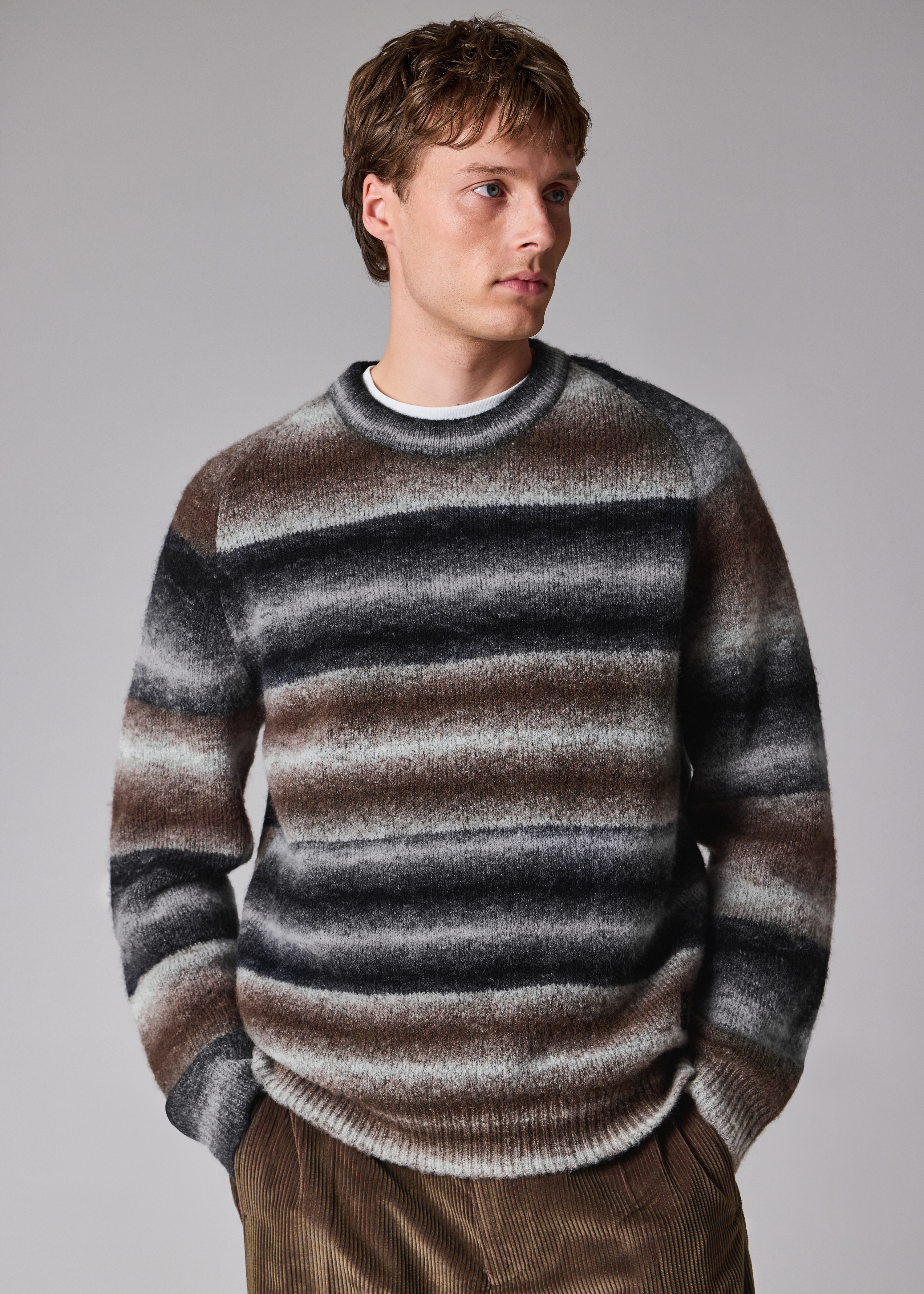 Brown and Black Faded Stripe Sweater