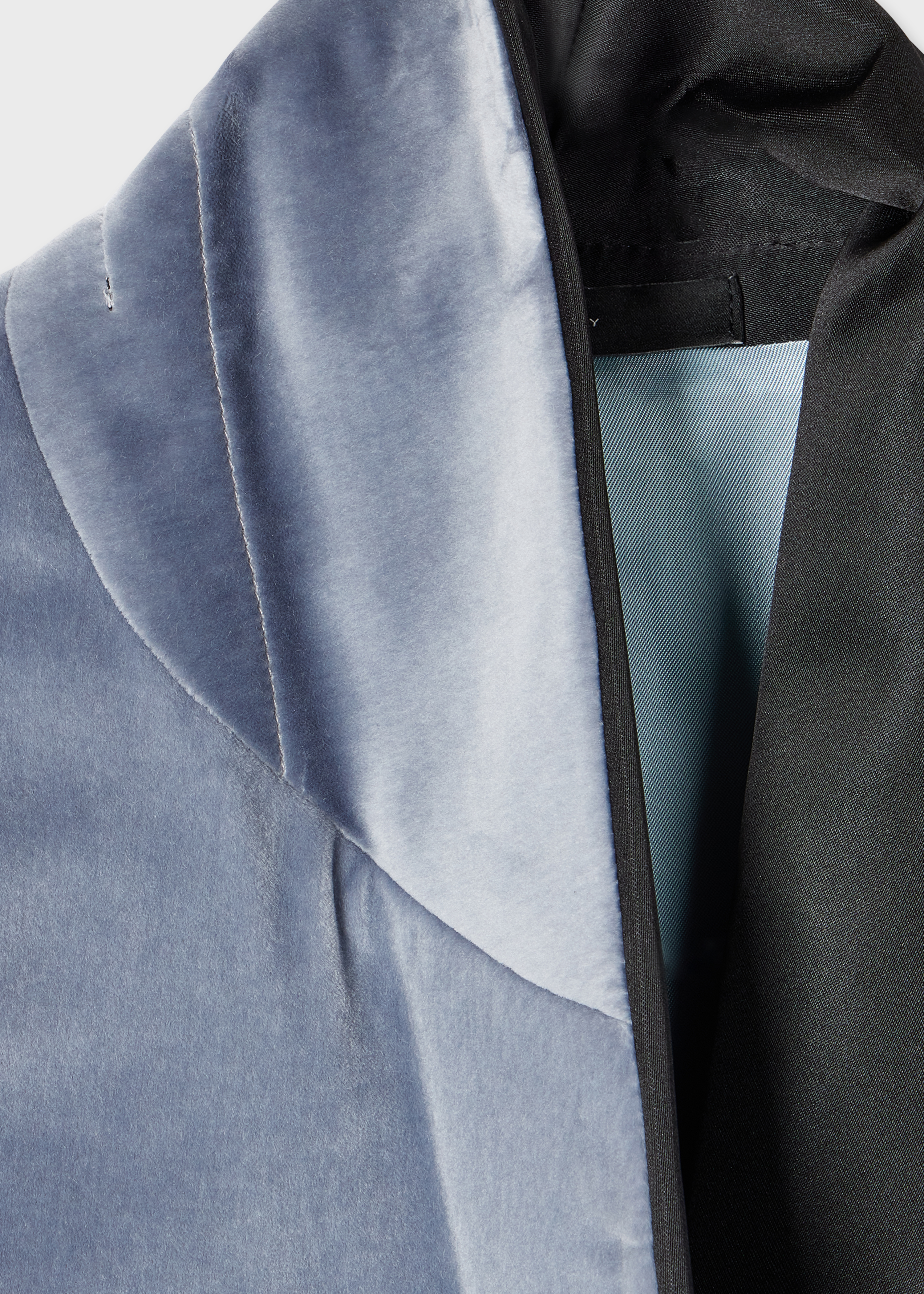 Women's Dusky Blue Velvet Contrast-Trim Belted Blazer