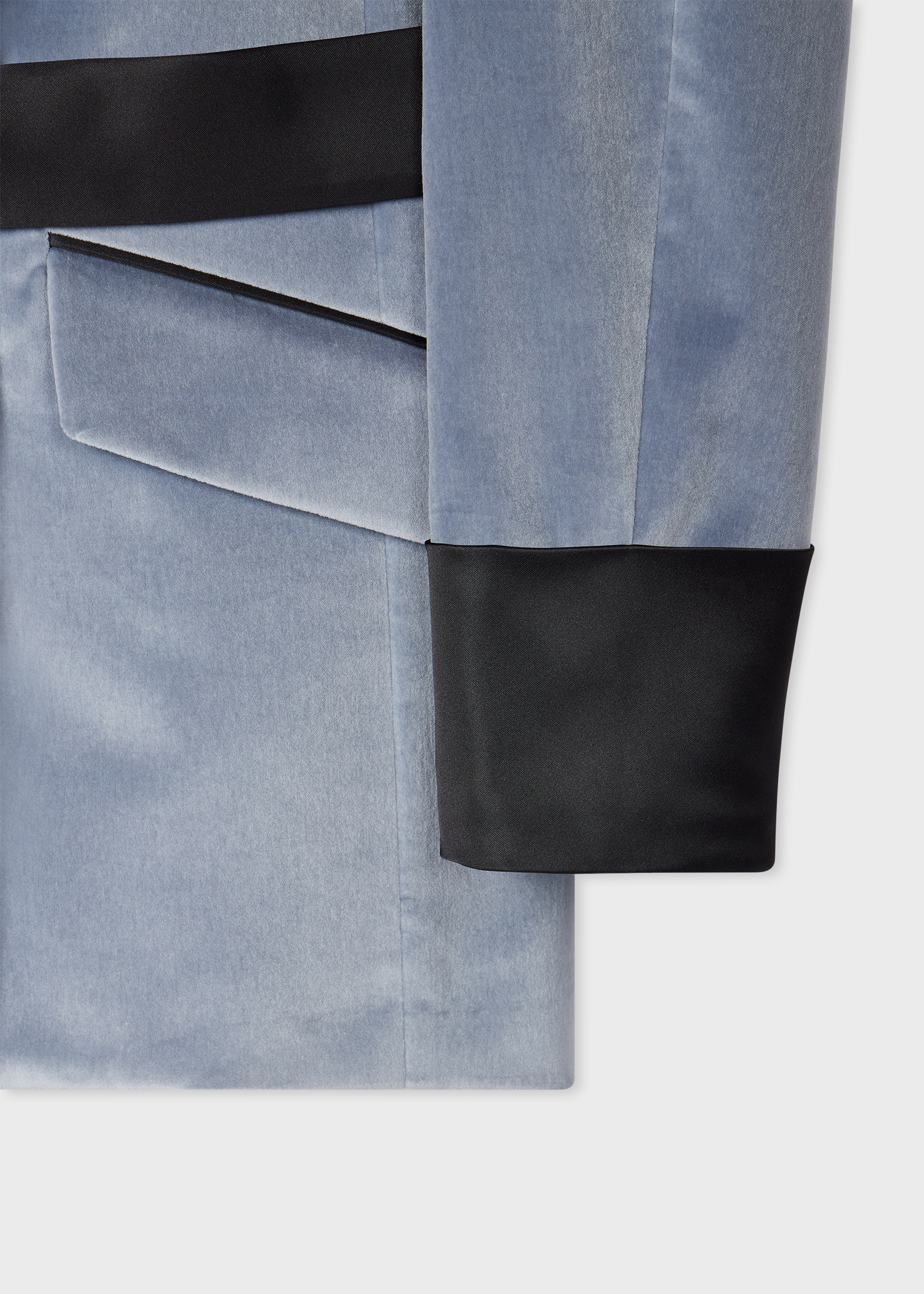 Women's Dusky Blue Velvet Contrast-Trim Belted Blazer
