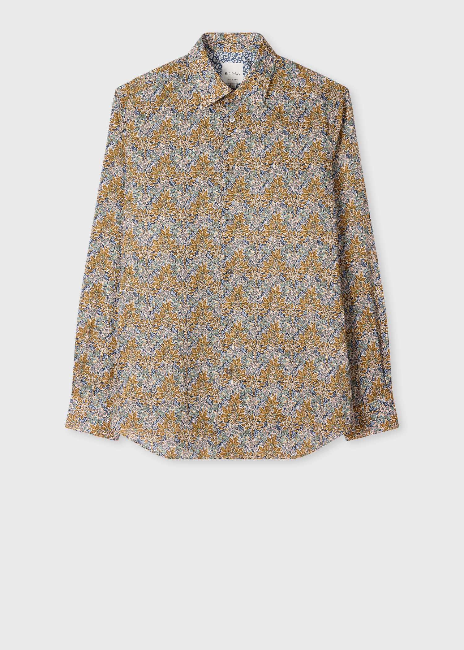 Tailored-Fit Yellow and Blue 'Liberty Floral' Print Shirt