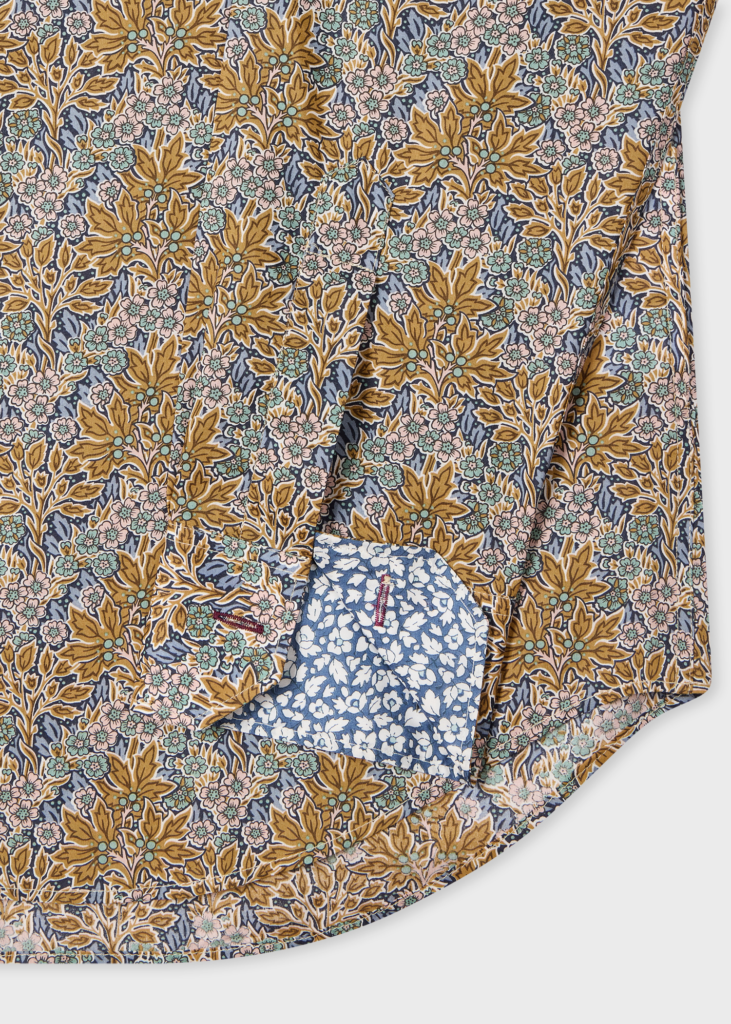 Tailored-Fit Yellow and Blue 'Liberty Floral' Print Shirt