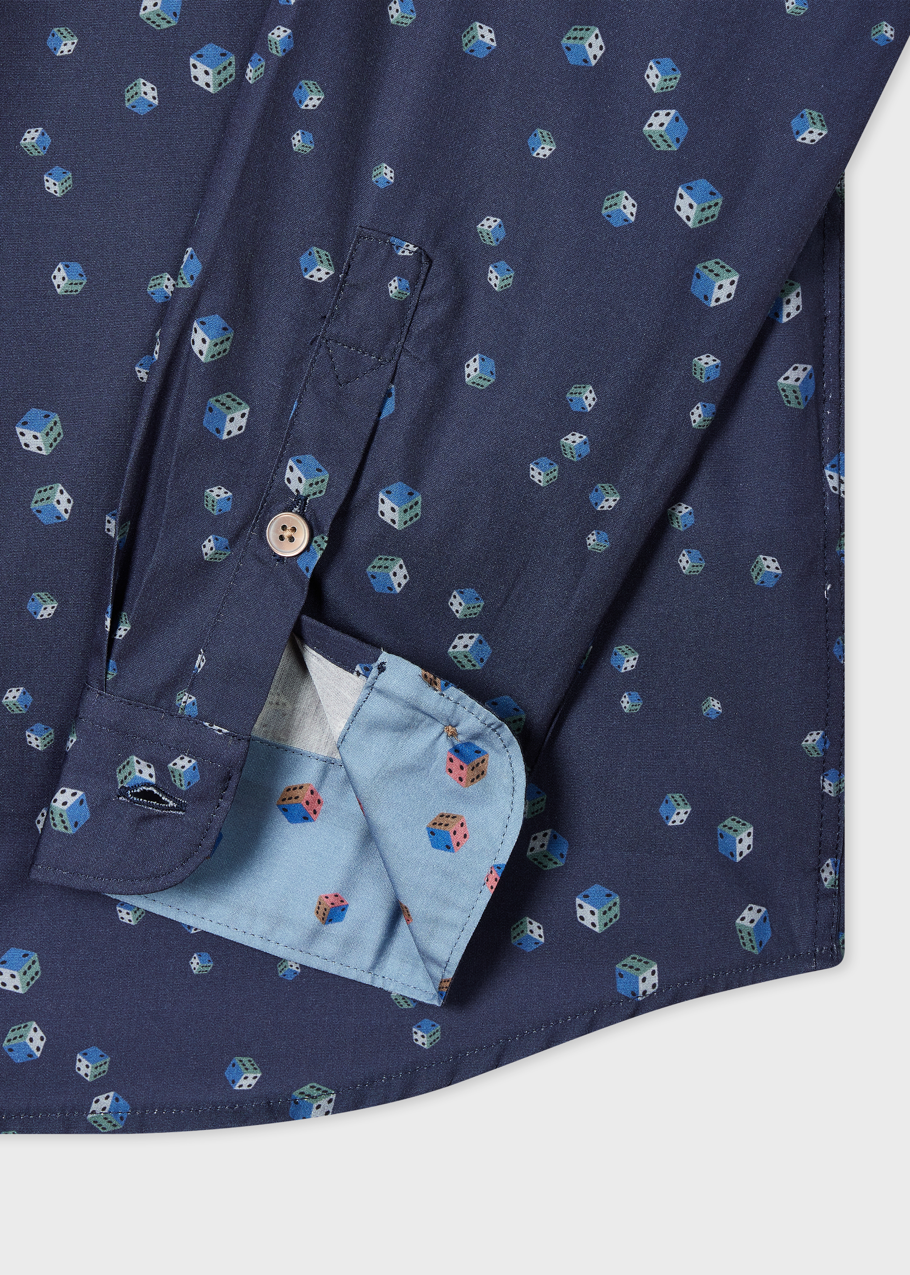 Tailored-Fit Navy 'Dice' Print Shirt
