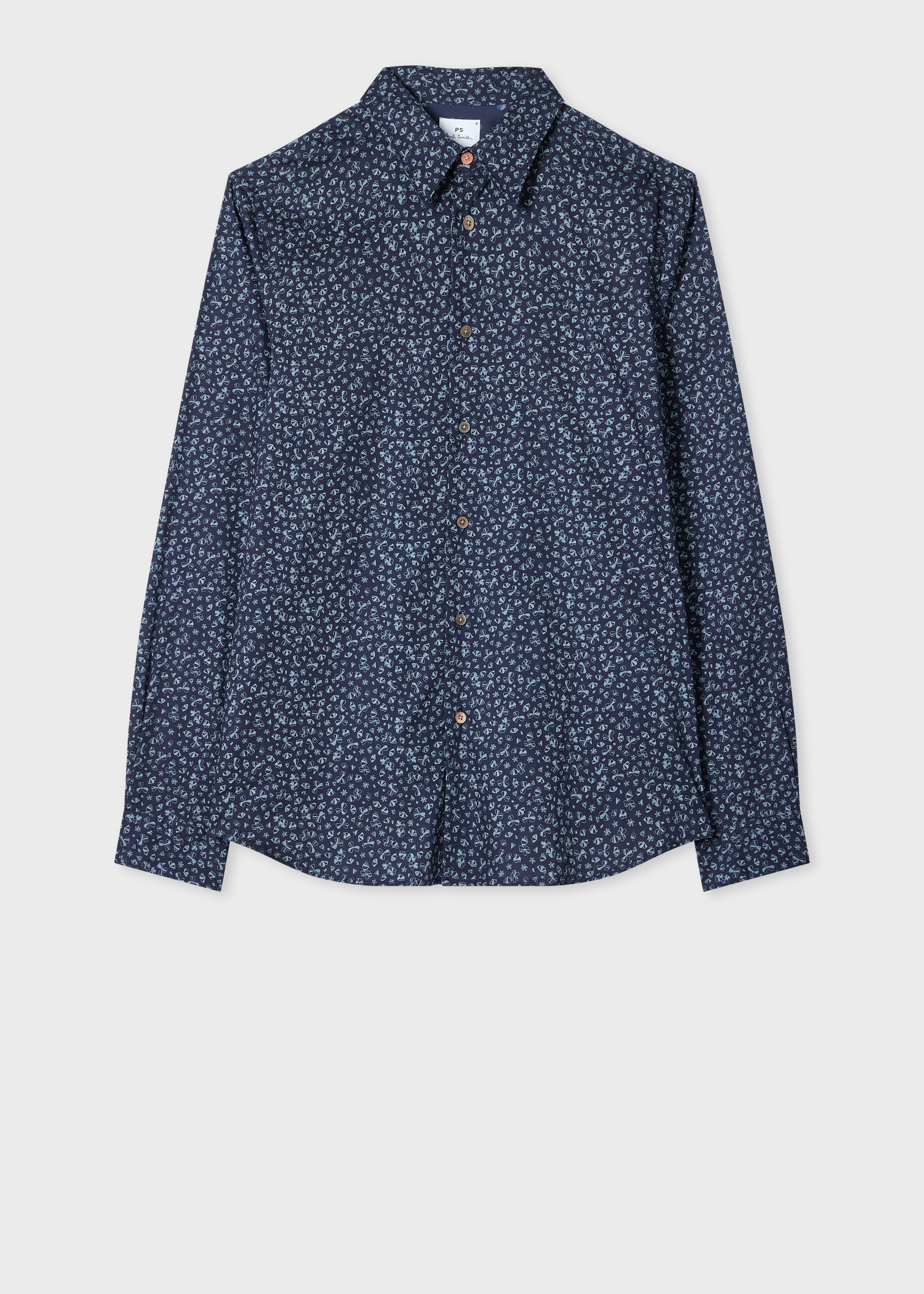 Tailored-Fit Navy 'Shamrock' Print Shirt