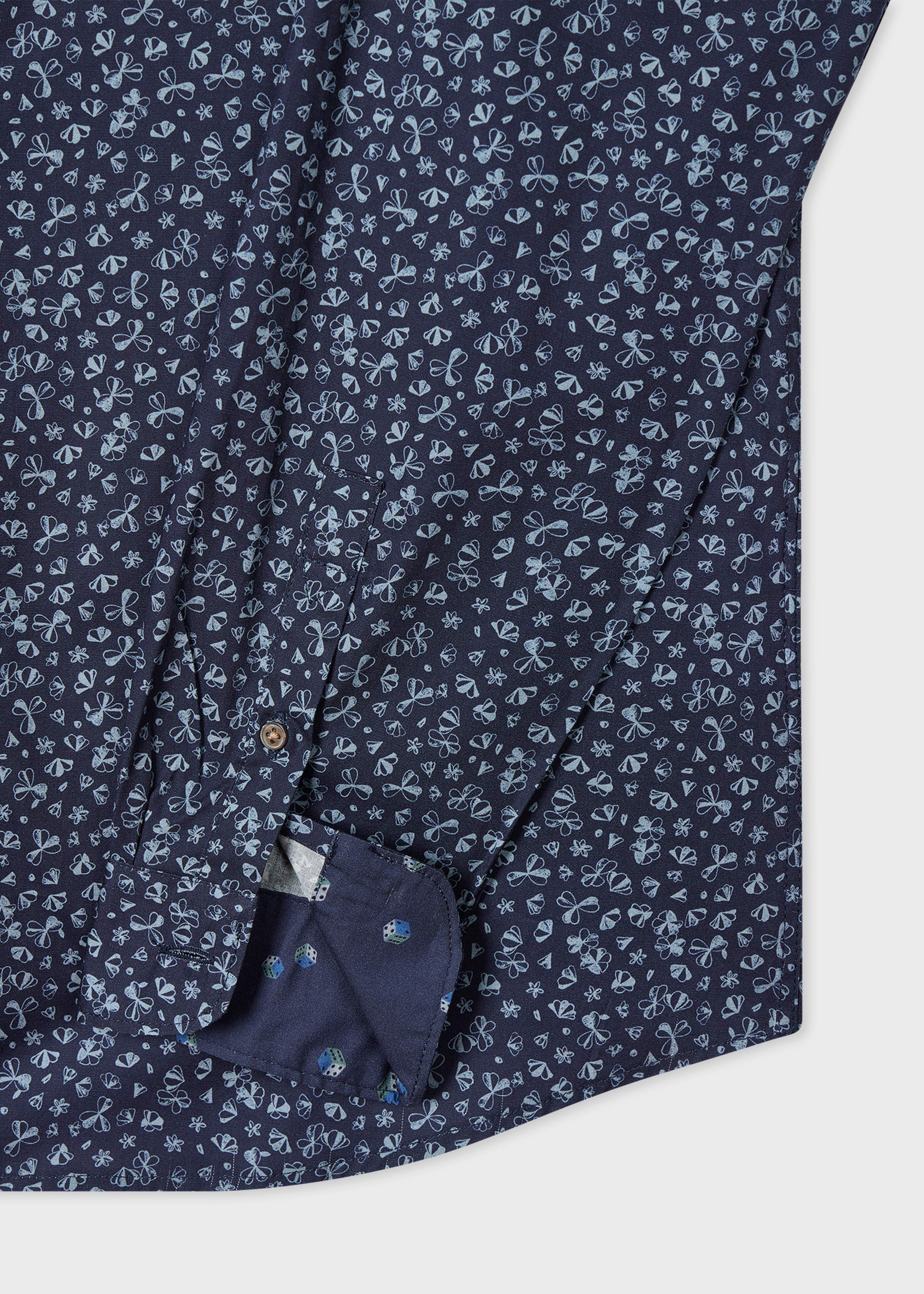 Tailored-Fit Navy 'Shamrock' Print Shirt
