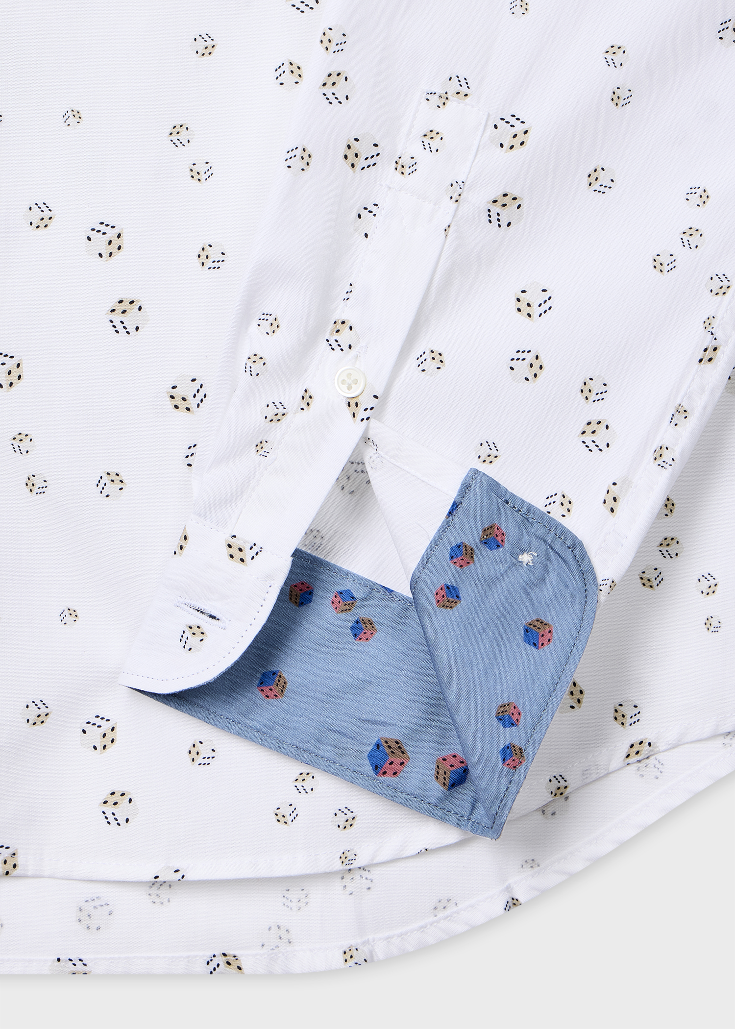 Tailored-Fit White 'Dice' Print Shirt