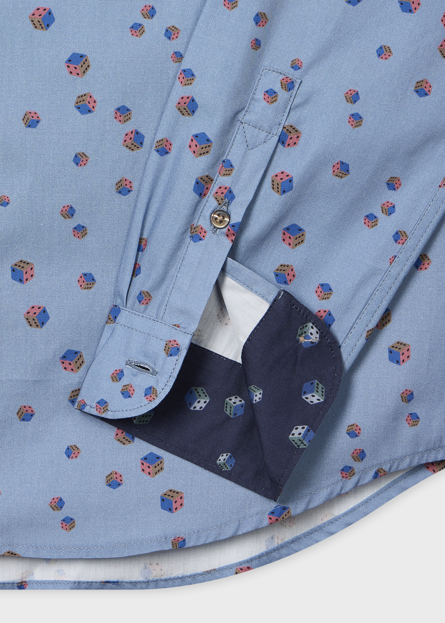 Tailored-Fit Light Blue 'Dice' Print Shirt