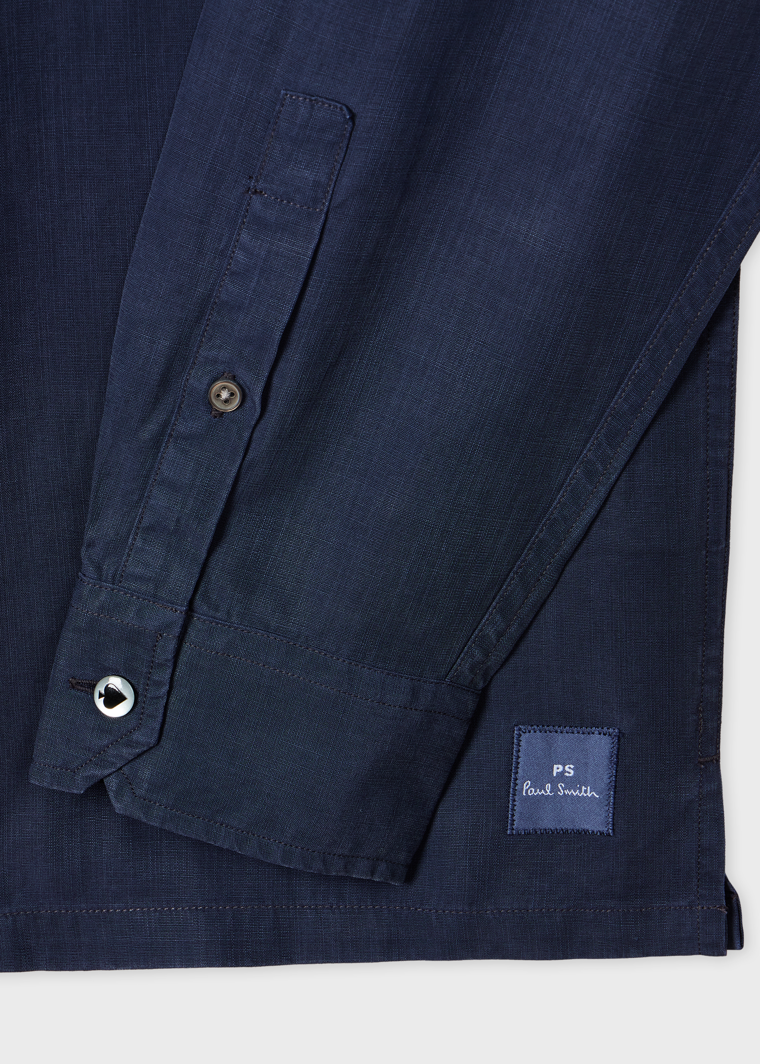 Navy Lyocell-Cotton Patch-Pocket Shirt