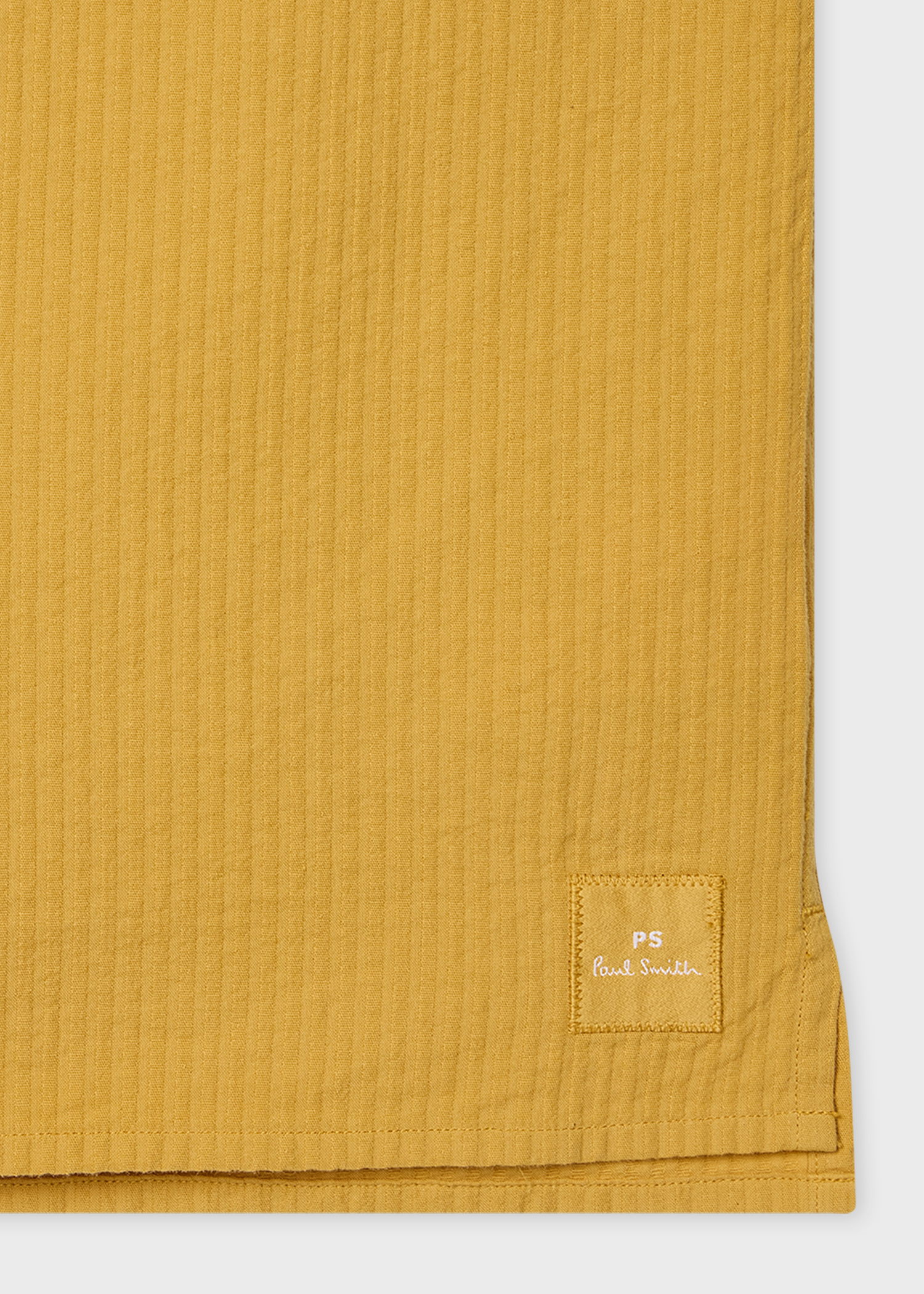 Mustard Textured-Cotton Short-Sleeve Shirt
