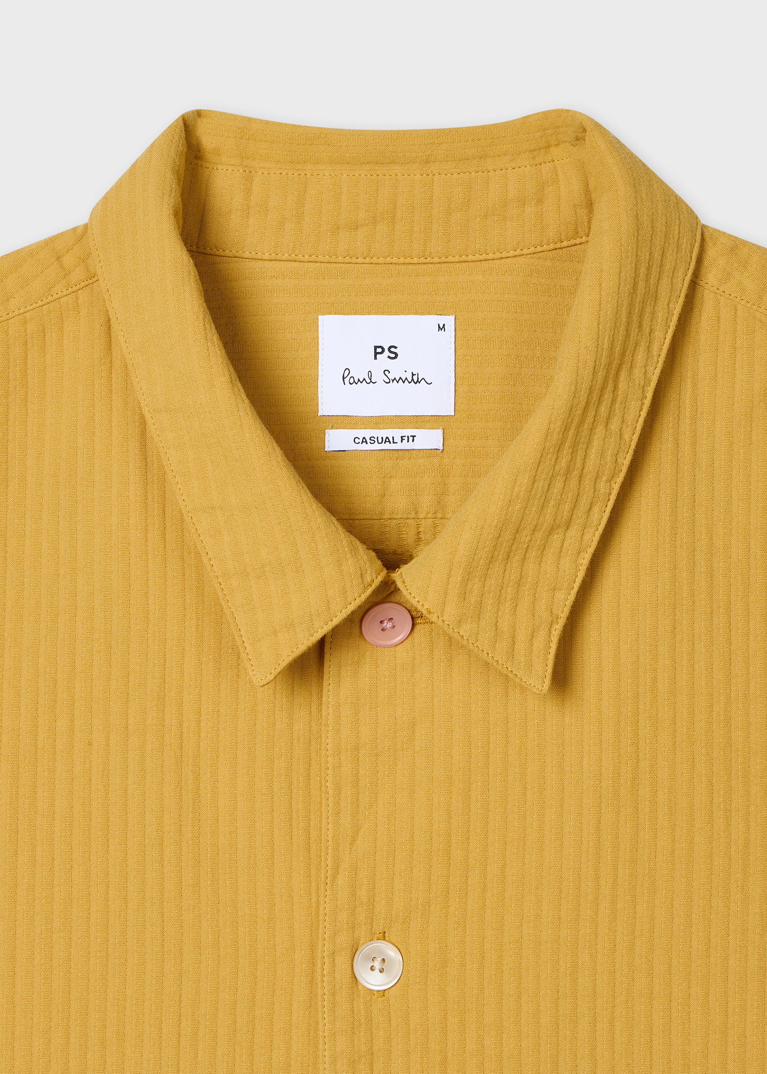 Mustard Textured-Cotton Short-Sleeve Shirt