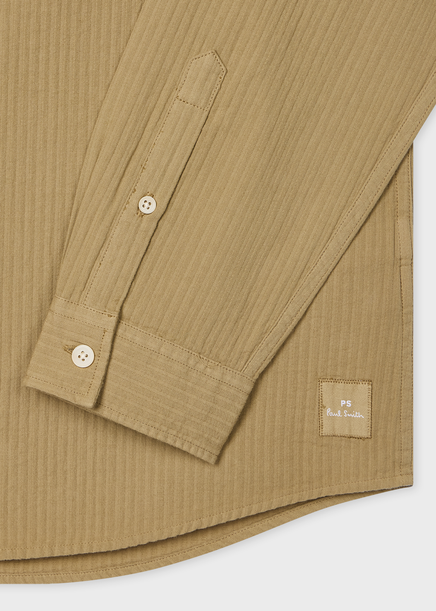 Tan Textured-Cotton Shirt