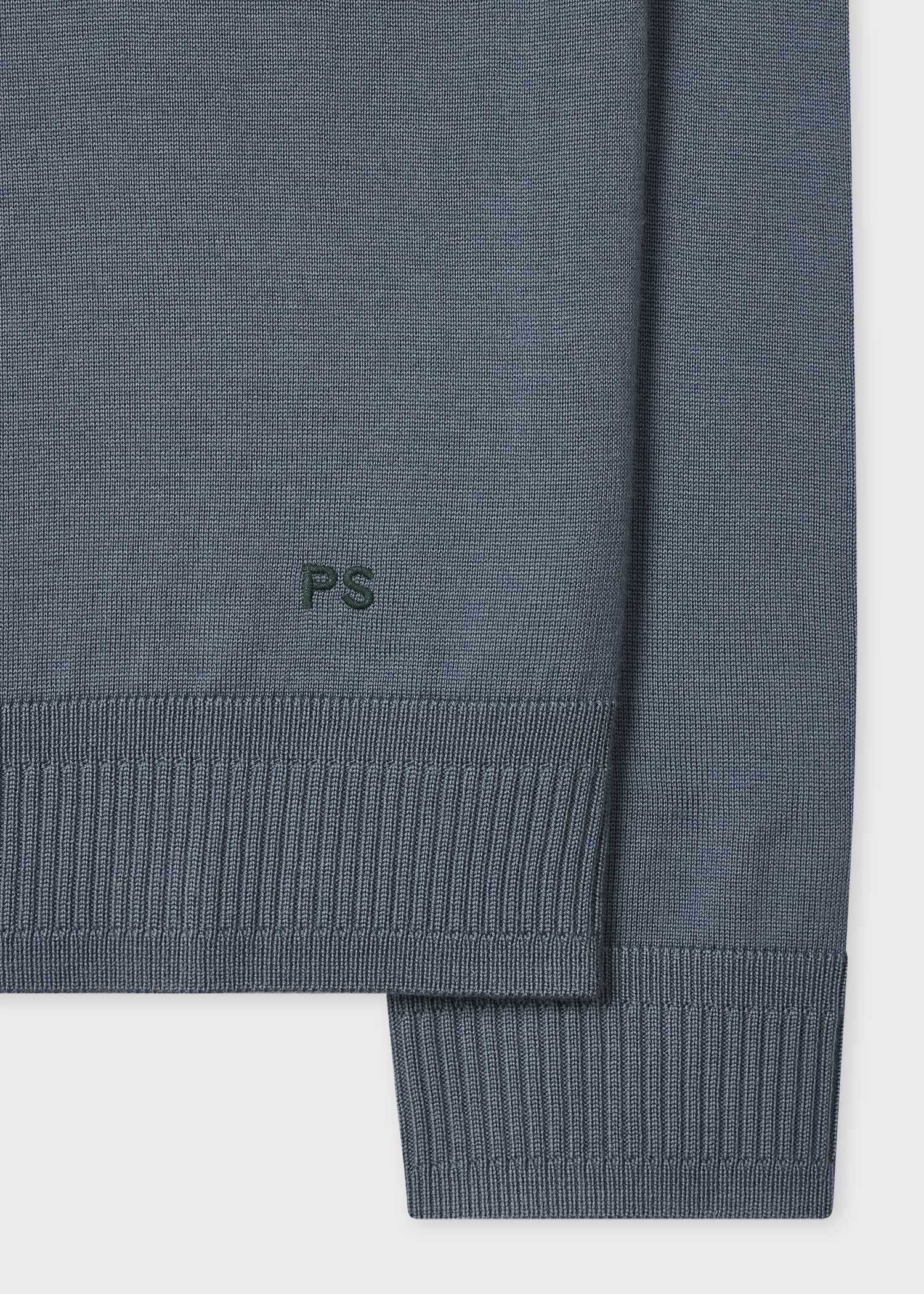 Pale Blue Merino Wool Contrast-Collar Sweater