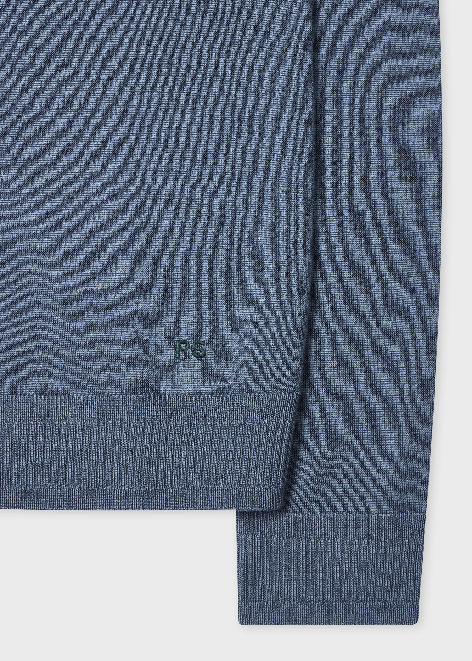 Pale Blue Merino Wool Knitted Polo Shirt