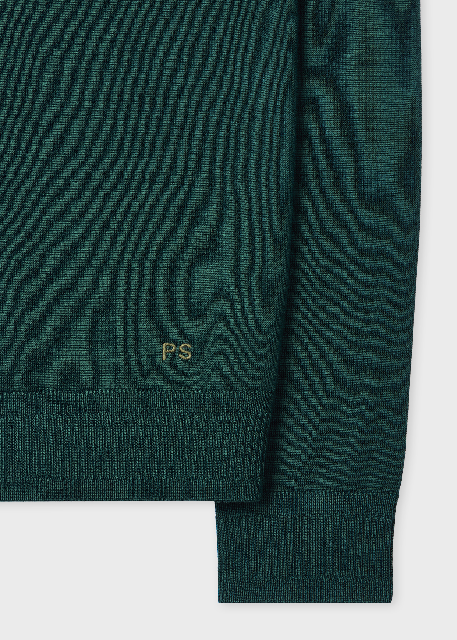 Teal Green Merino Wool Quarter Zip Sweater
