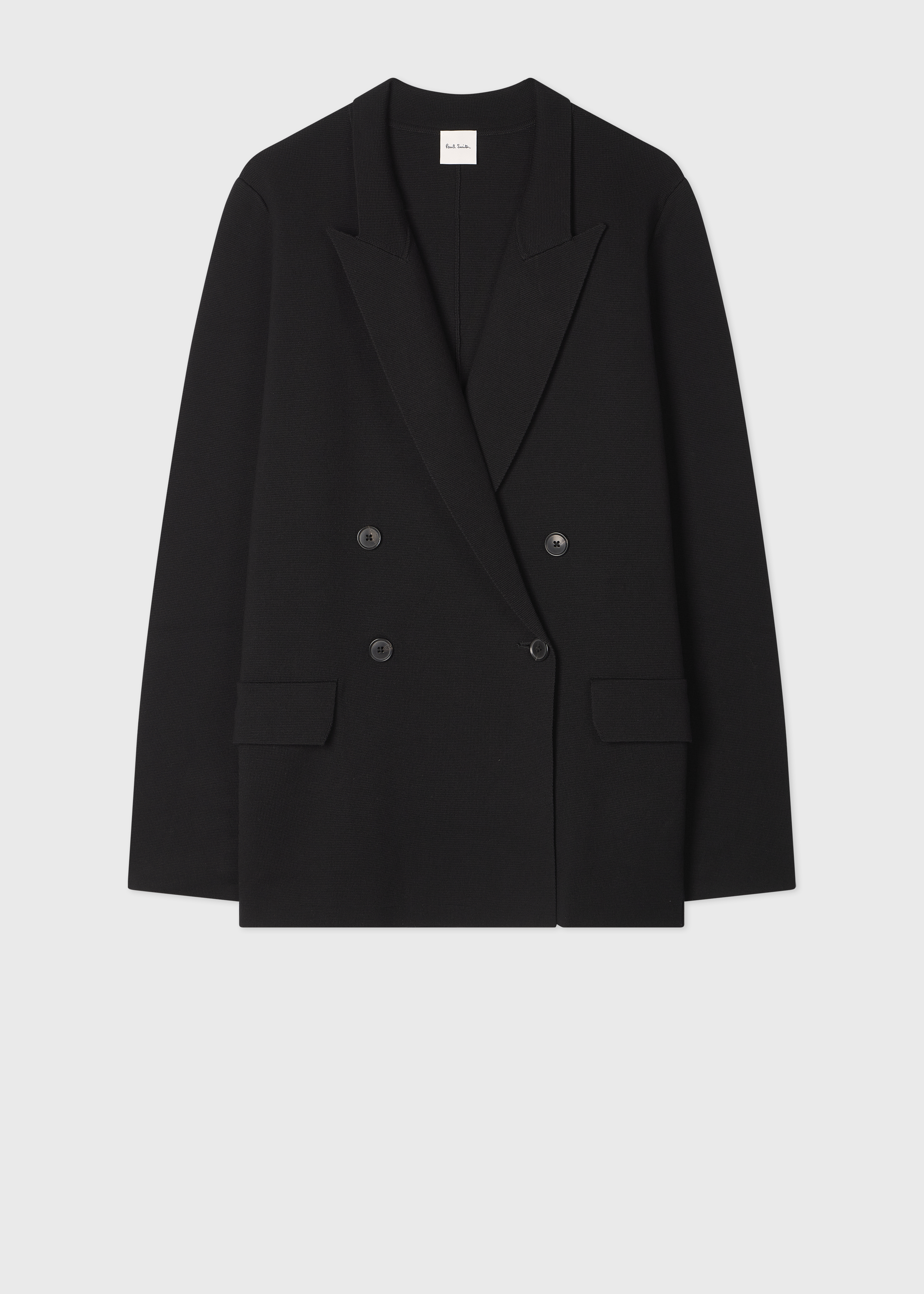 Women's Black Milano Knit Double-Breasted Blazer