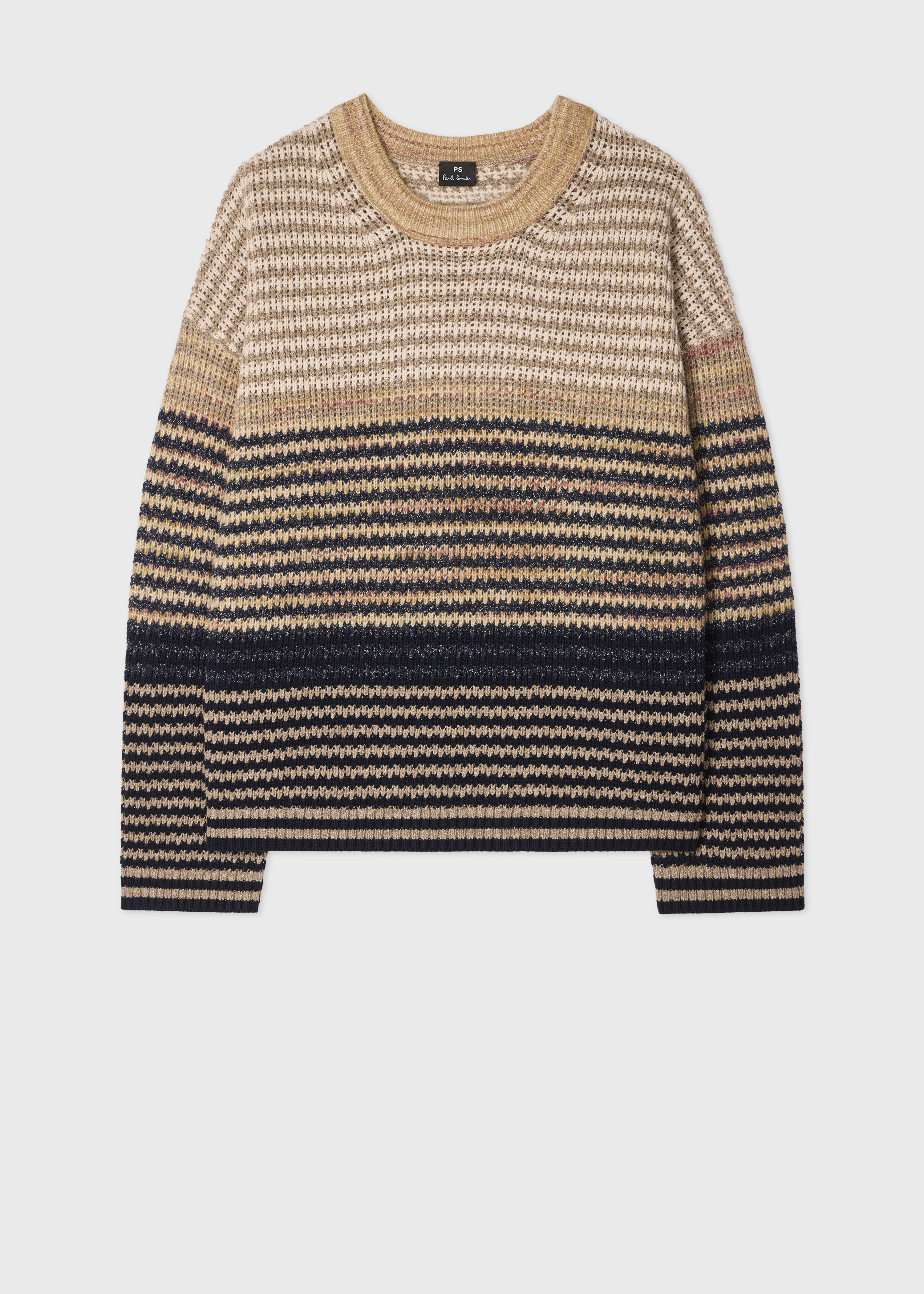 Women's Brown Textured Stripe Knitted Sweater