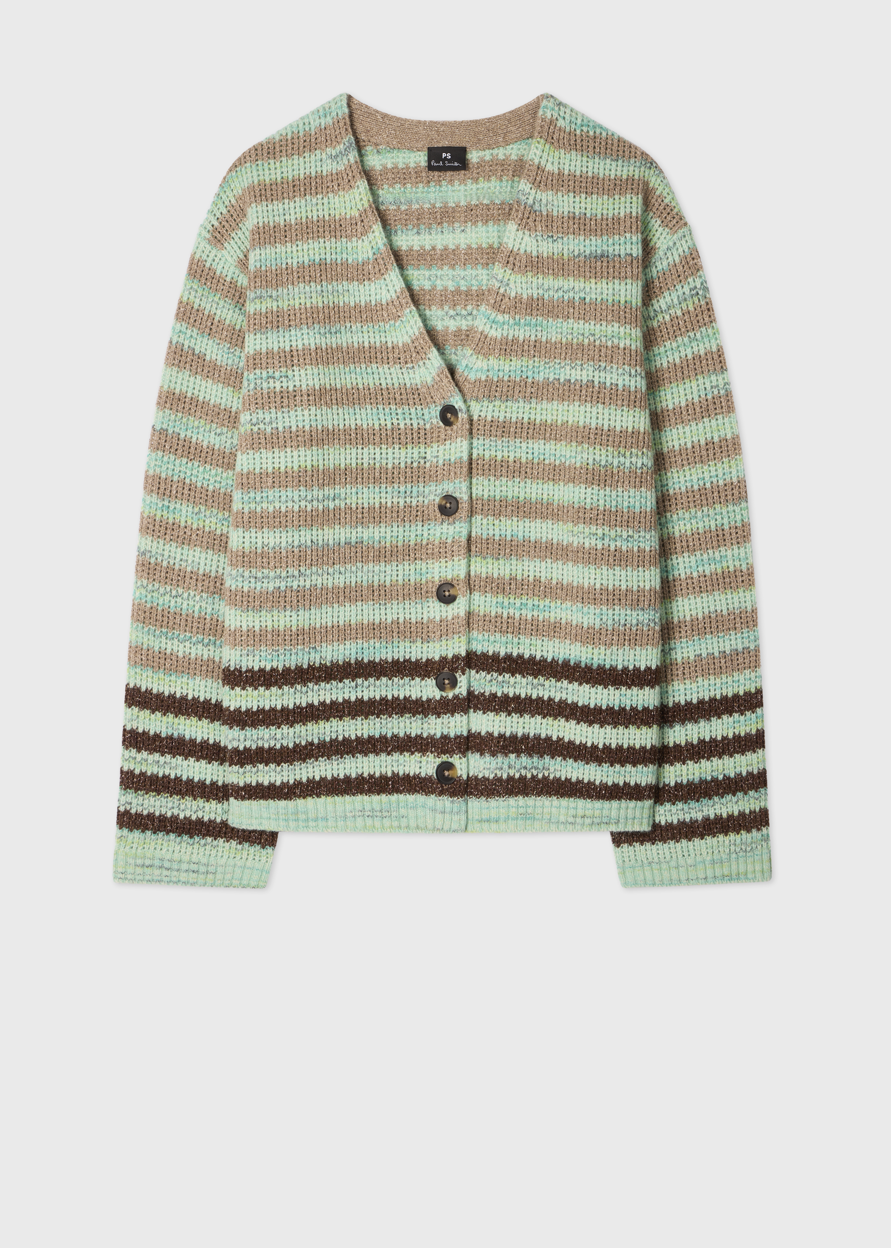 Women's Green Stripe Oversized Cardigan
