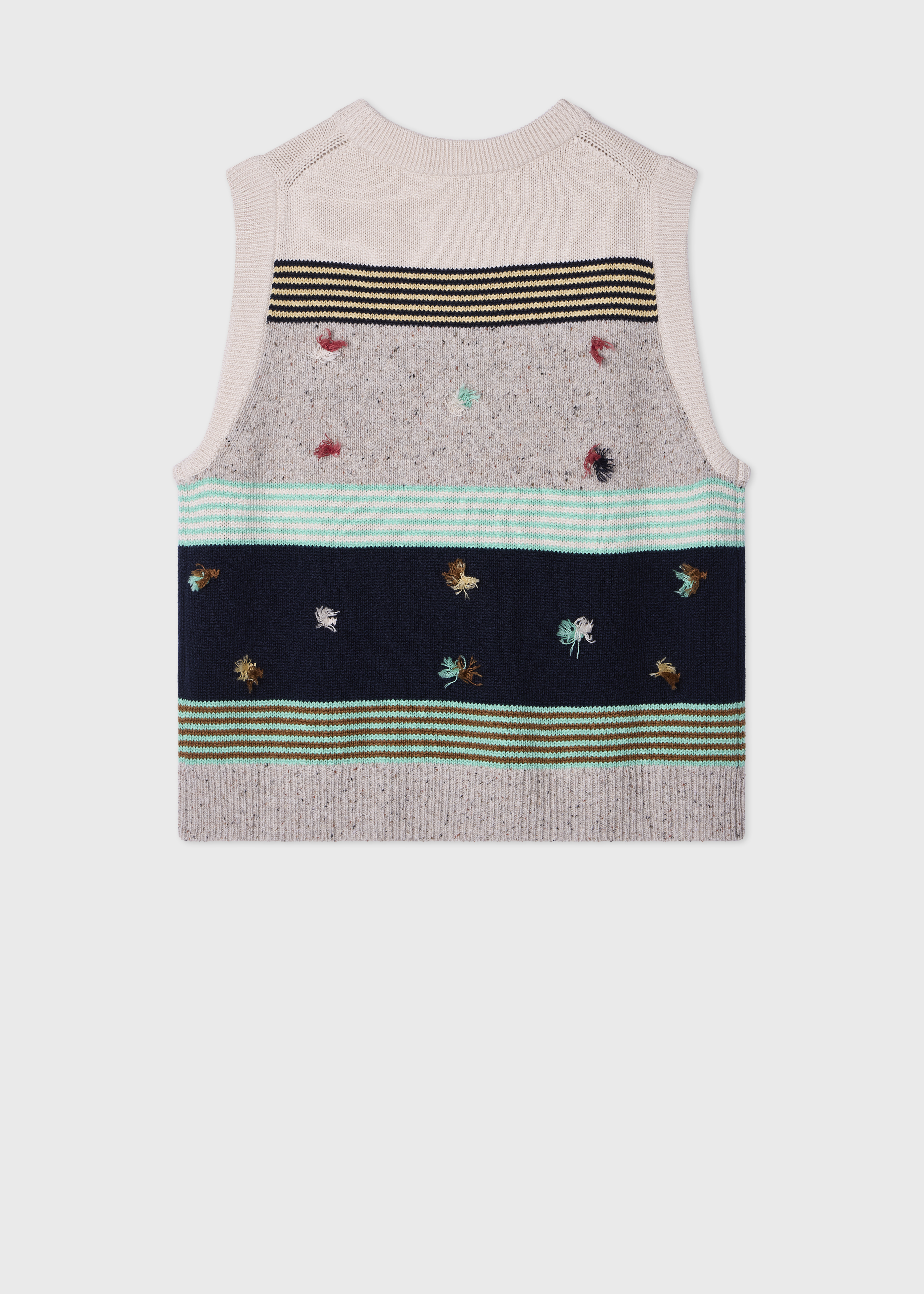 Women's Block Stripe Knitted Tank Top with Tassels