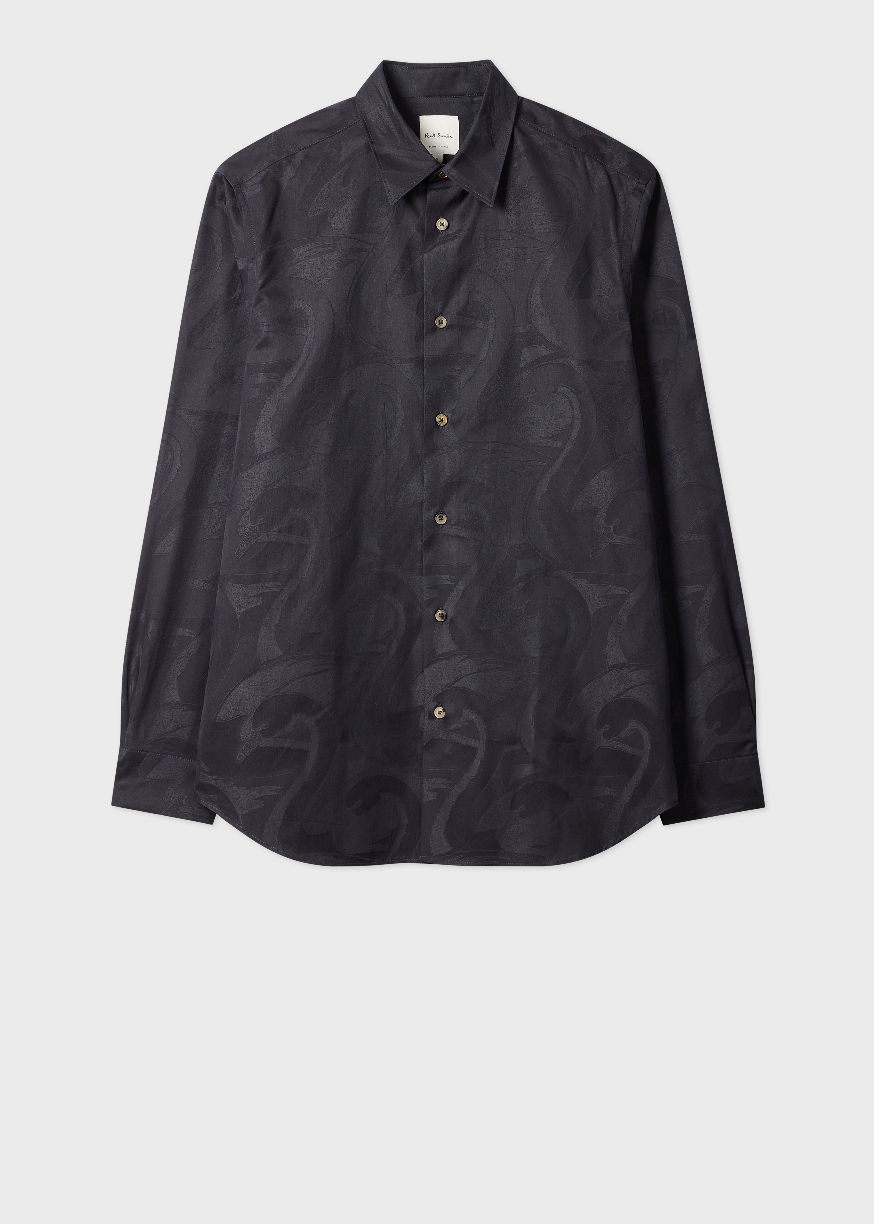 Black 'Swan' Jacquard Cotton Shirt