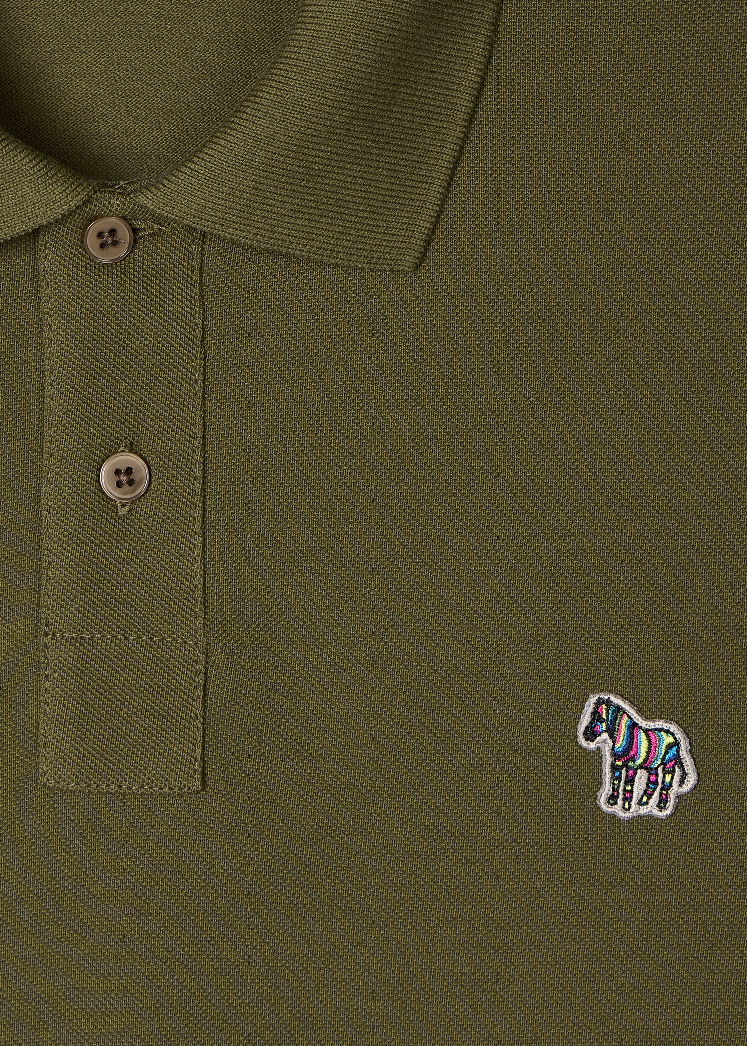 Khaki Green Organic Cotton Zebra Polo Shirt