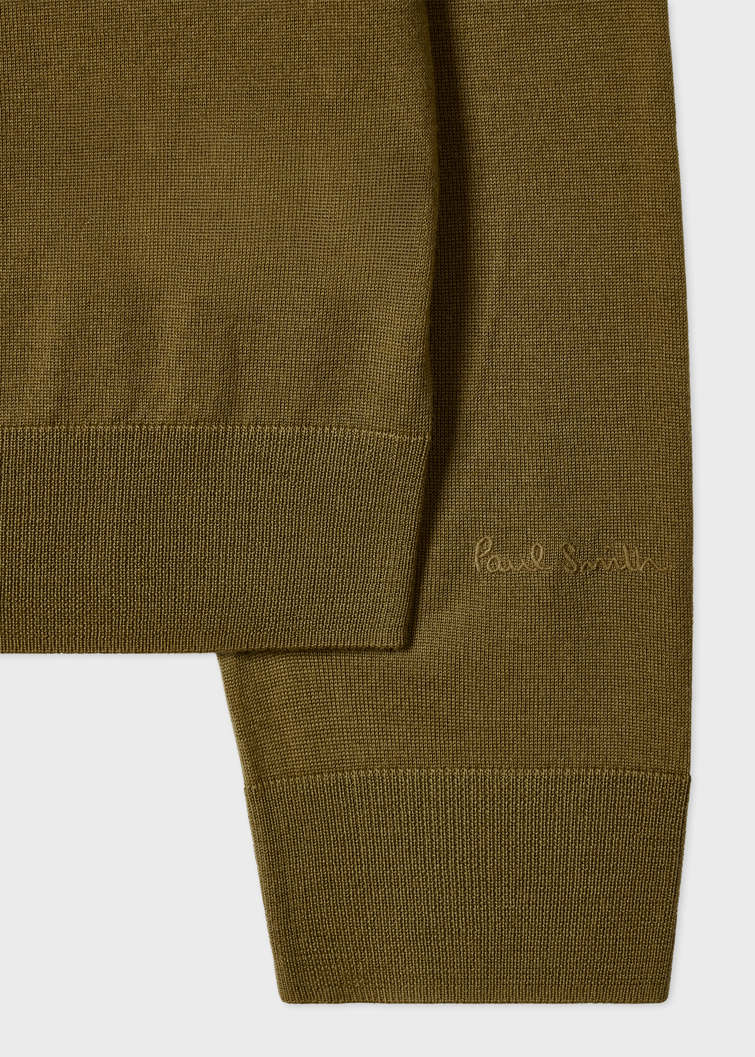 Khaki Green Merino Wool Sweater