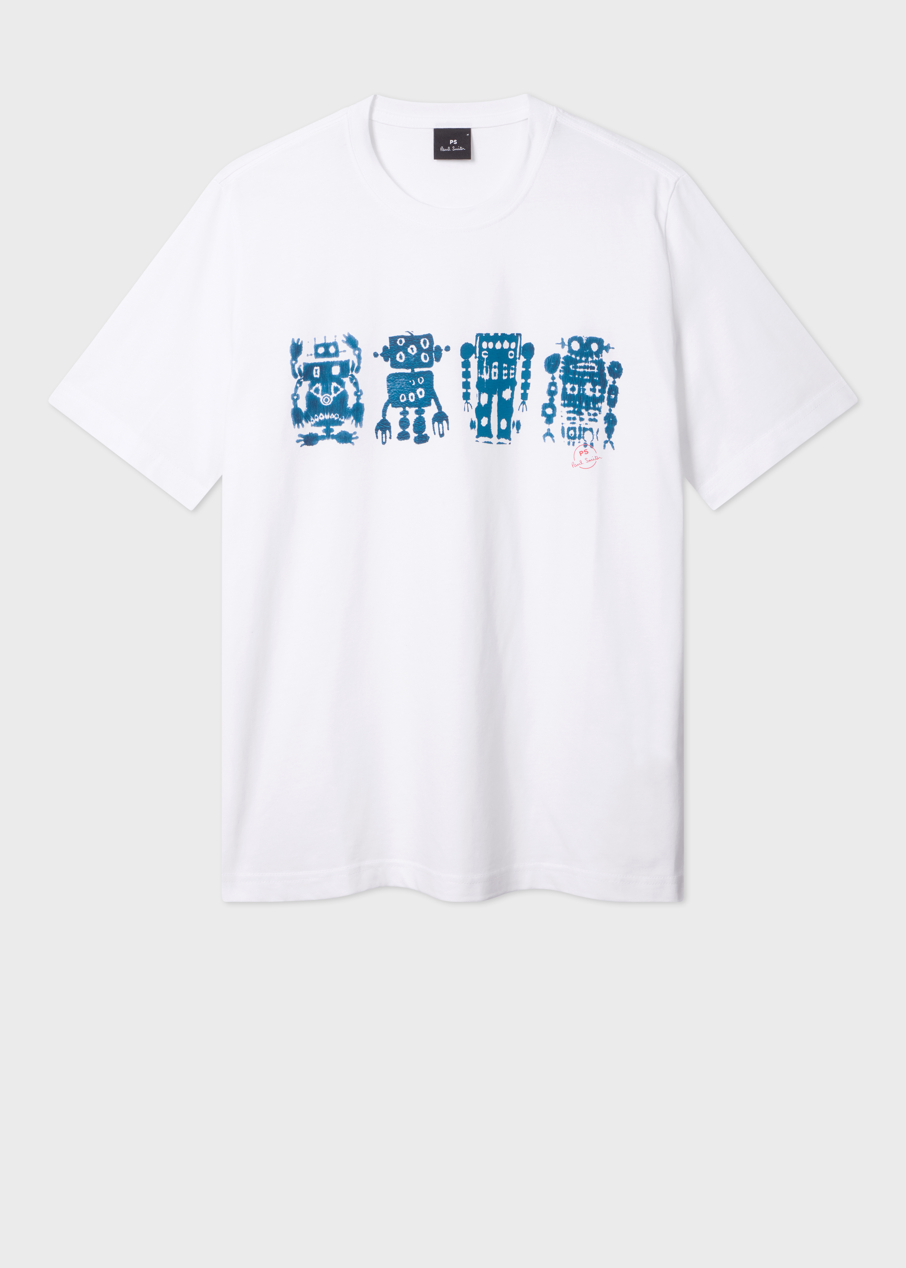 White 'Screen Robot' Print T-Shirt