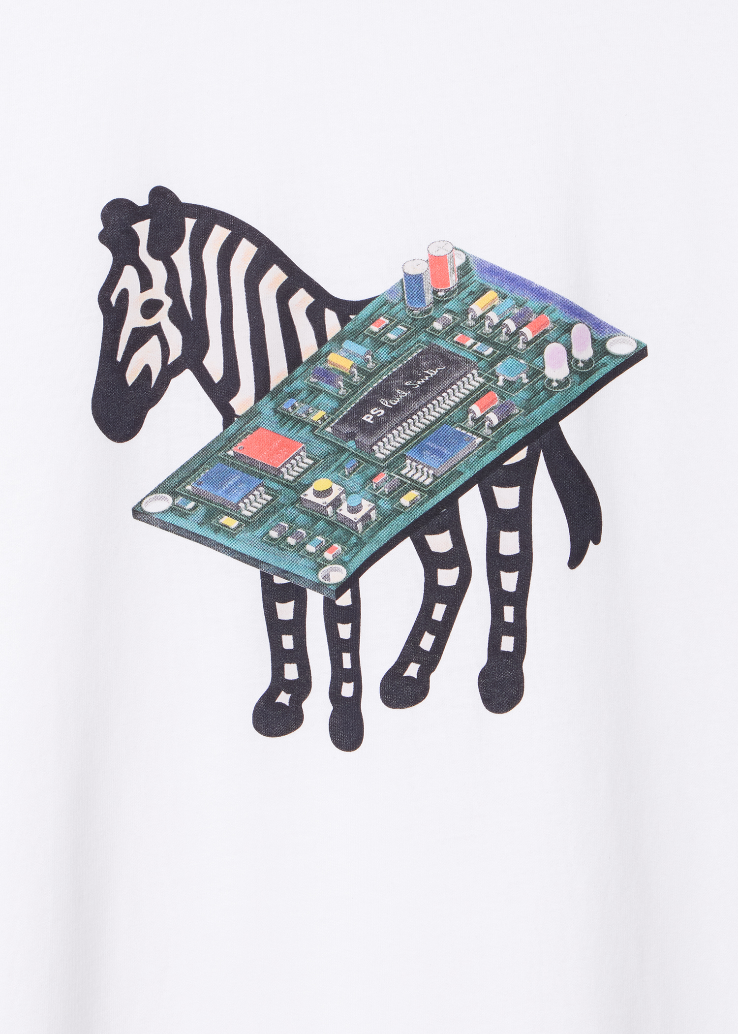 White Circuit Print 'Zebra' T-Shirt