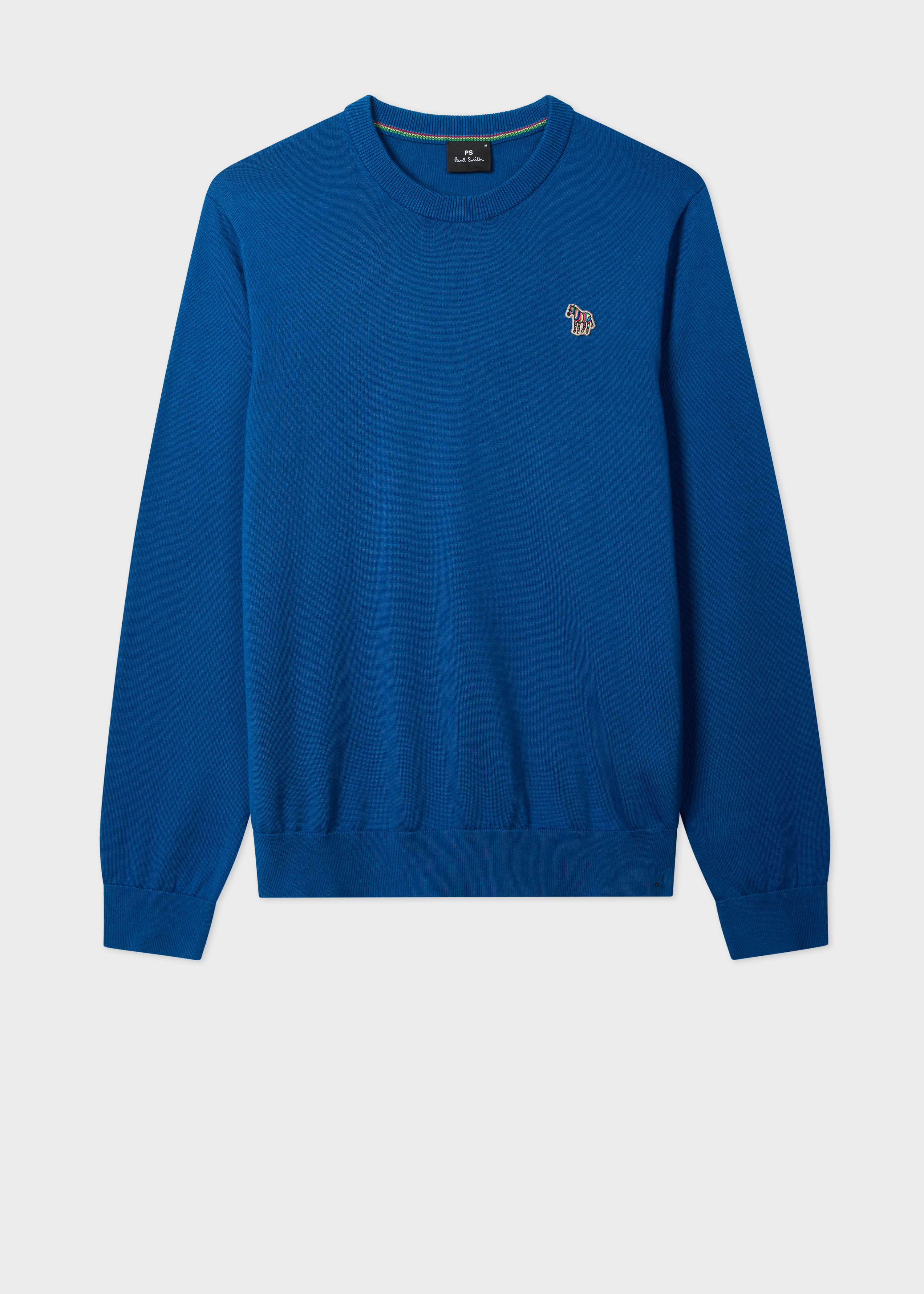 Mid Blue Organic Cotton Zebra Logo Sweater
